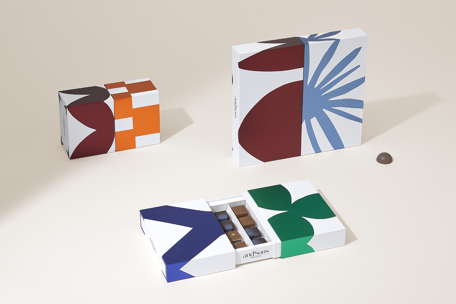 Logotype, branding and packaging by Base design for LA based chocolatier AndSons