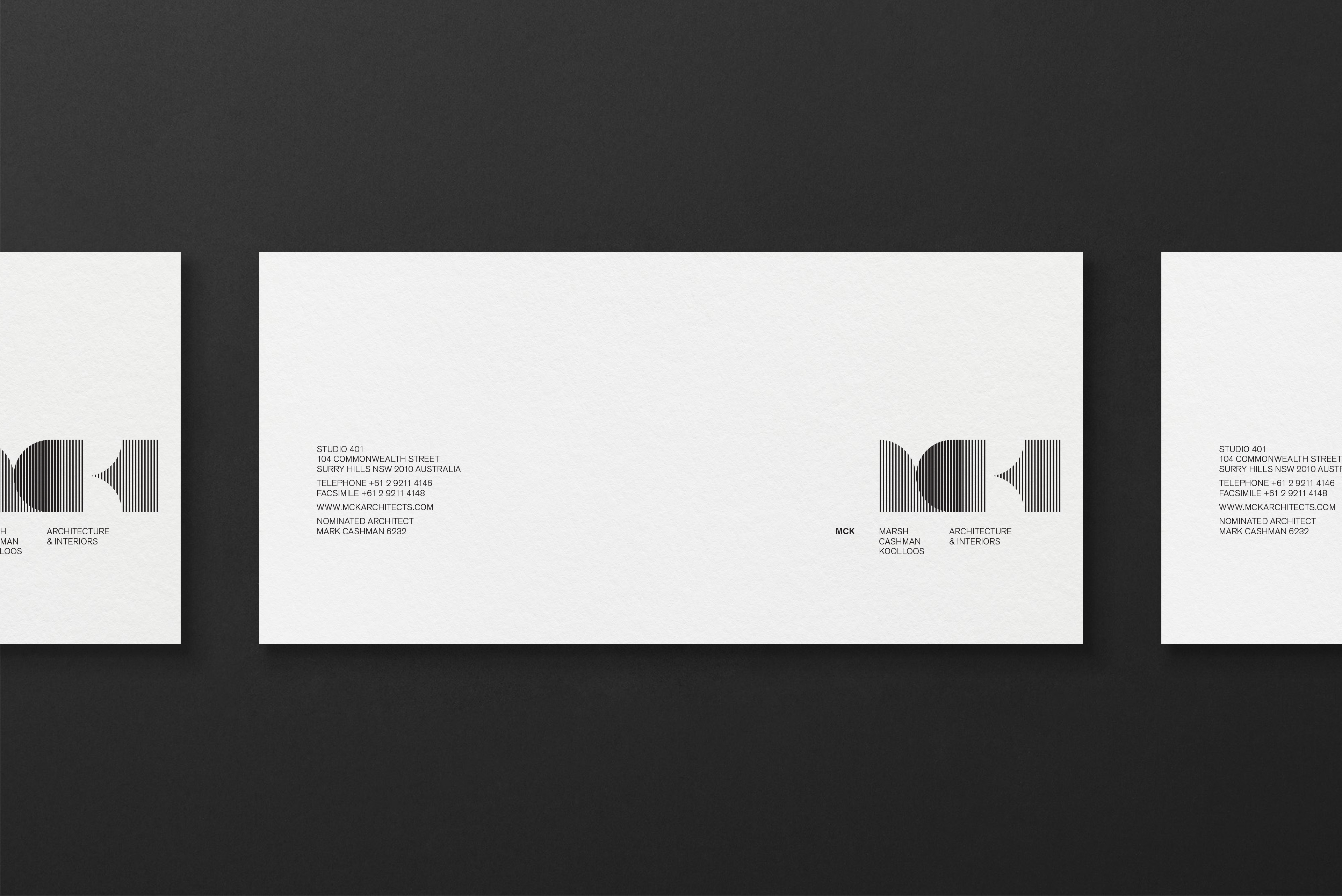 Logo and compliment slip designed by There for Sydney based architectural firm MCK