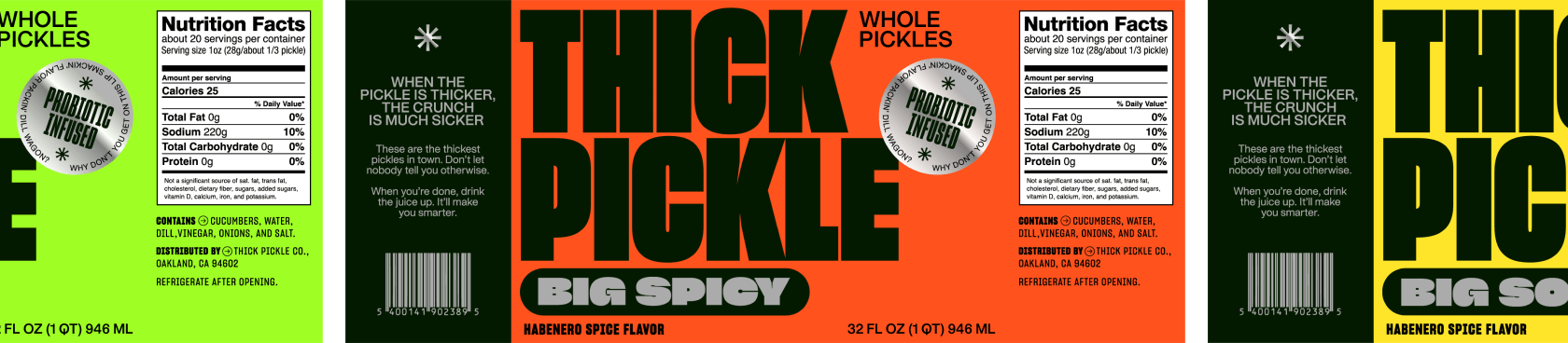 Branding concept by Study Hall for Thick Pickle, including motion graphics, logotype and packaging design