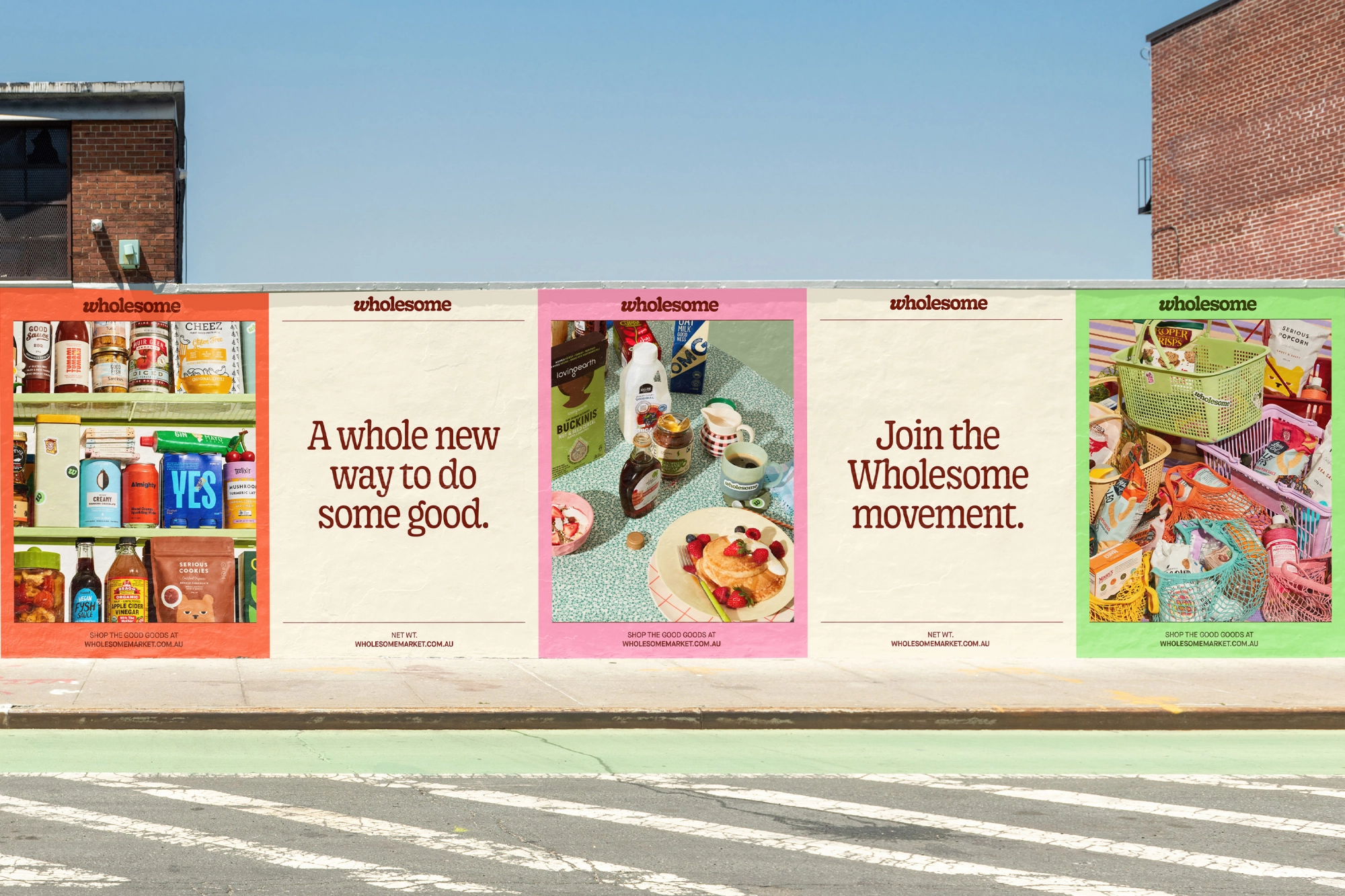 Art direction, copywriting and poster design for Australian online grocer Wholesome designed by Universal Favourite