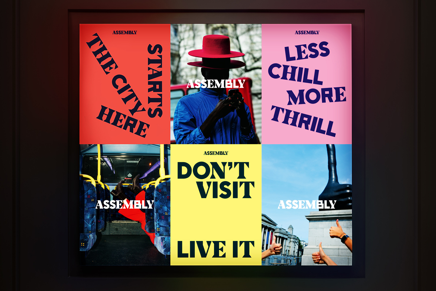 Custom typeface and posters designed by Ragged Edge for short stay hotel Assembly London