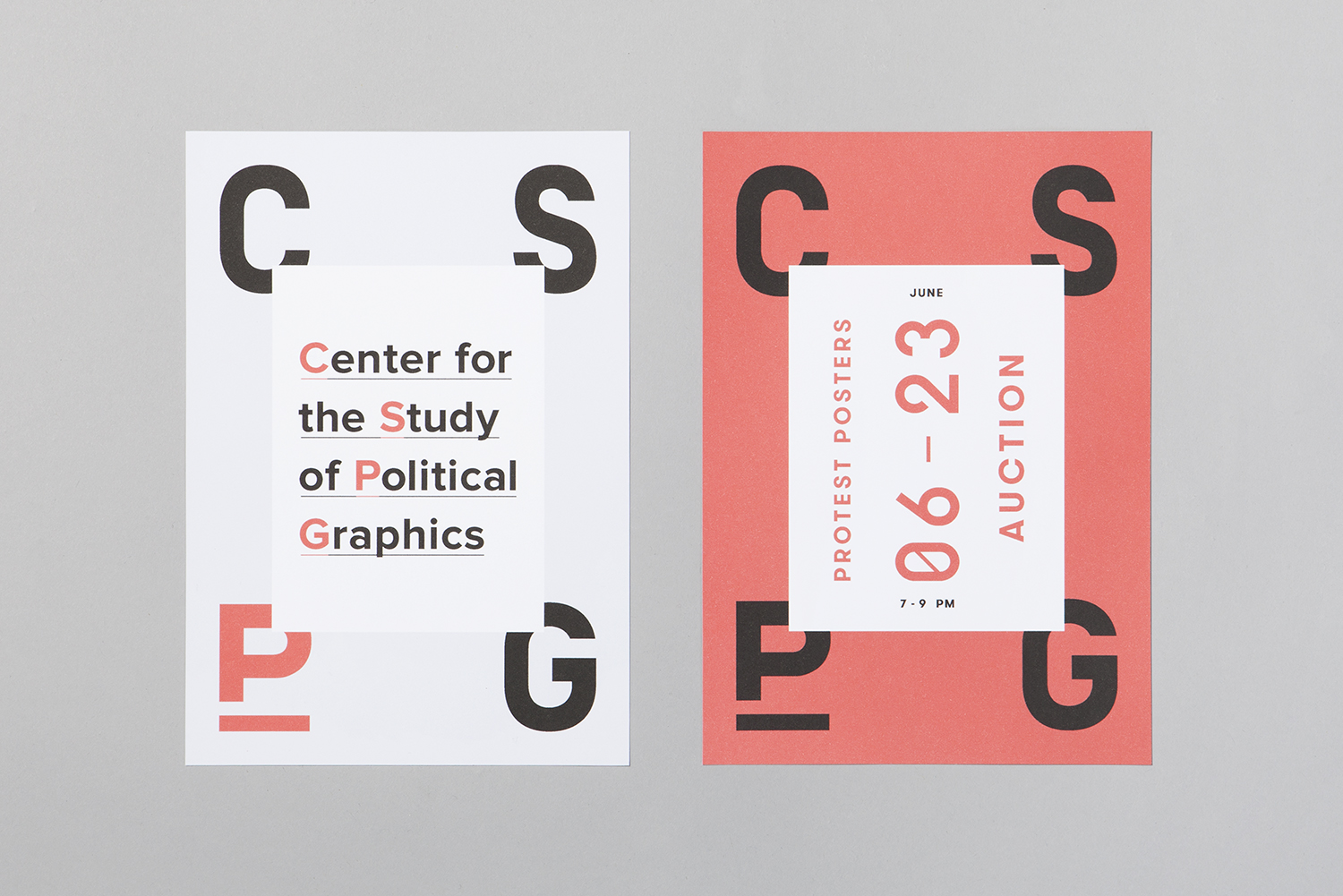 Visual identity and posters by Canadian studio Blok for The Center for the Study of Political Graphics