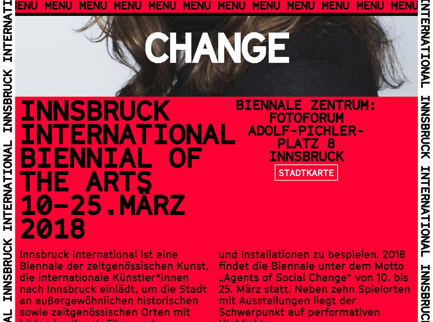 Logo, visual identity, posters, programmes and website designed by Studio Mut for Innsbruck International, Biennial of the Arts