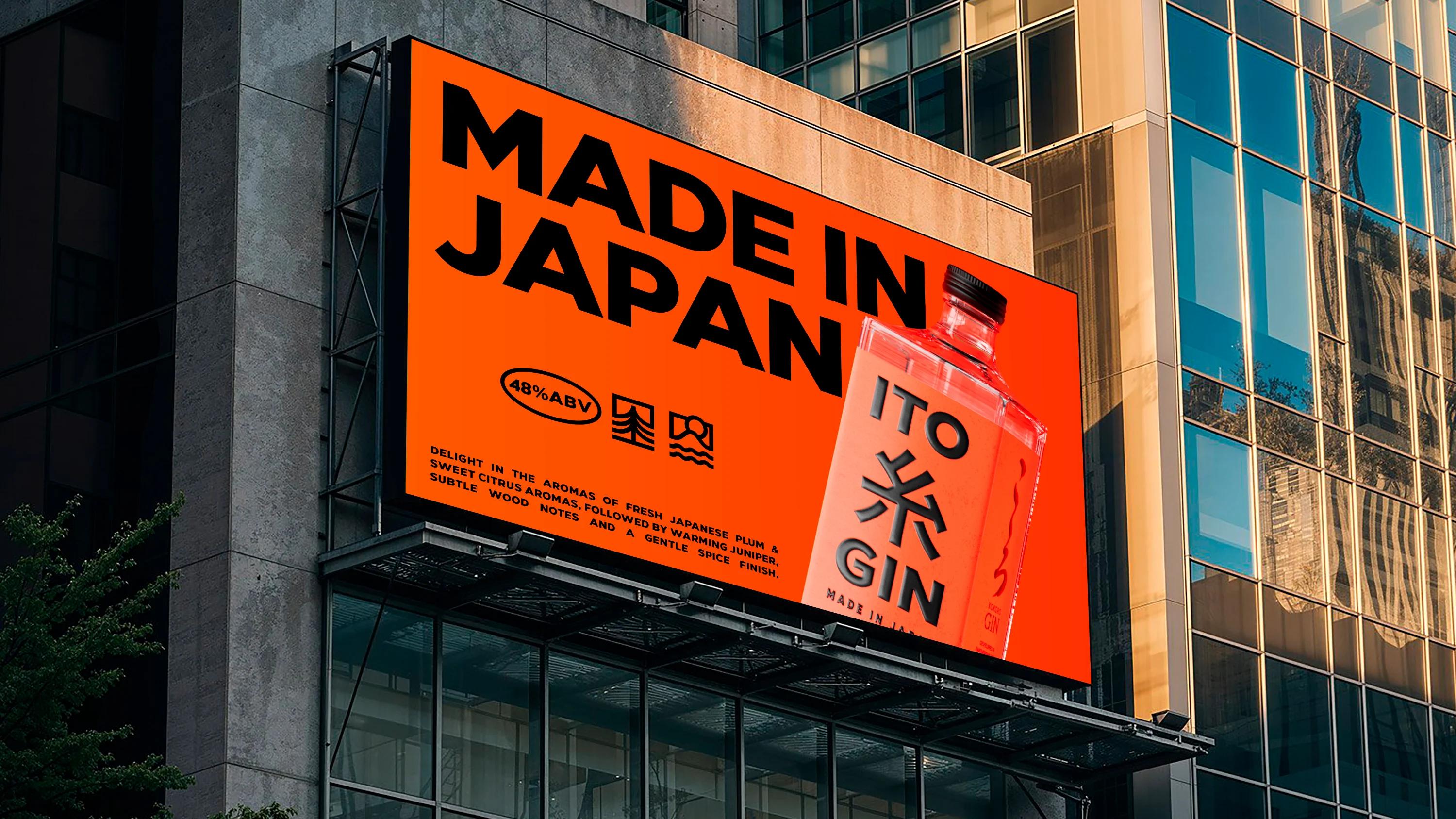 Logotype, packaging, posters and merchandise for ITO Gin designed by Analogue Logotype, packaging, posters and merchandise for ITO Gin designed by Analogue
