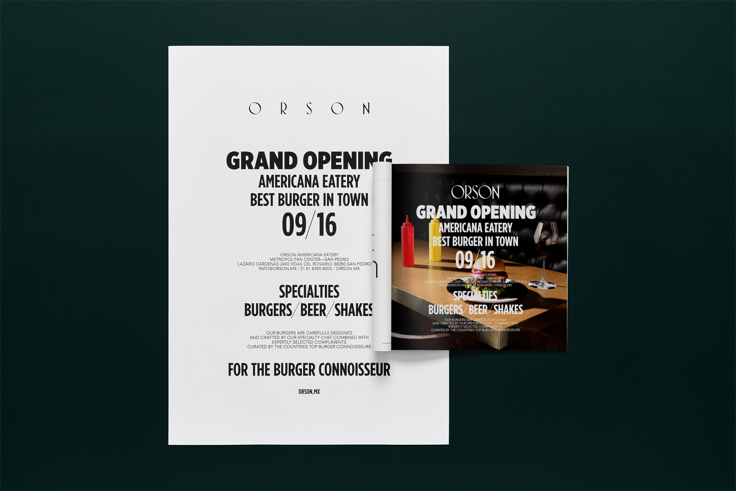 Brand identity and invitation design by Anagrama for San Pedro based burger bar Orson