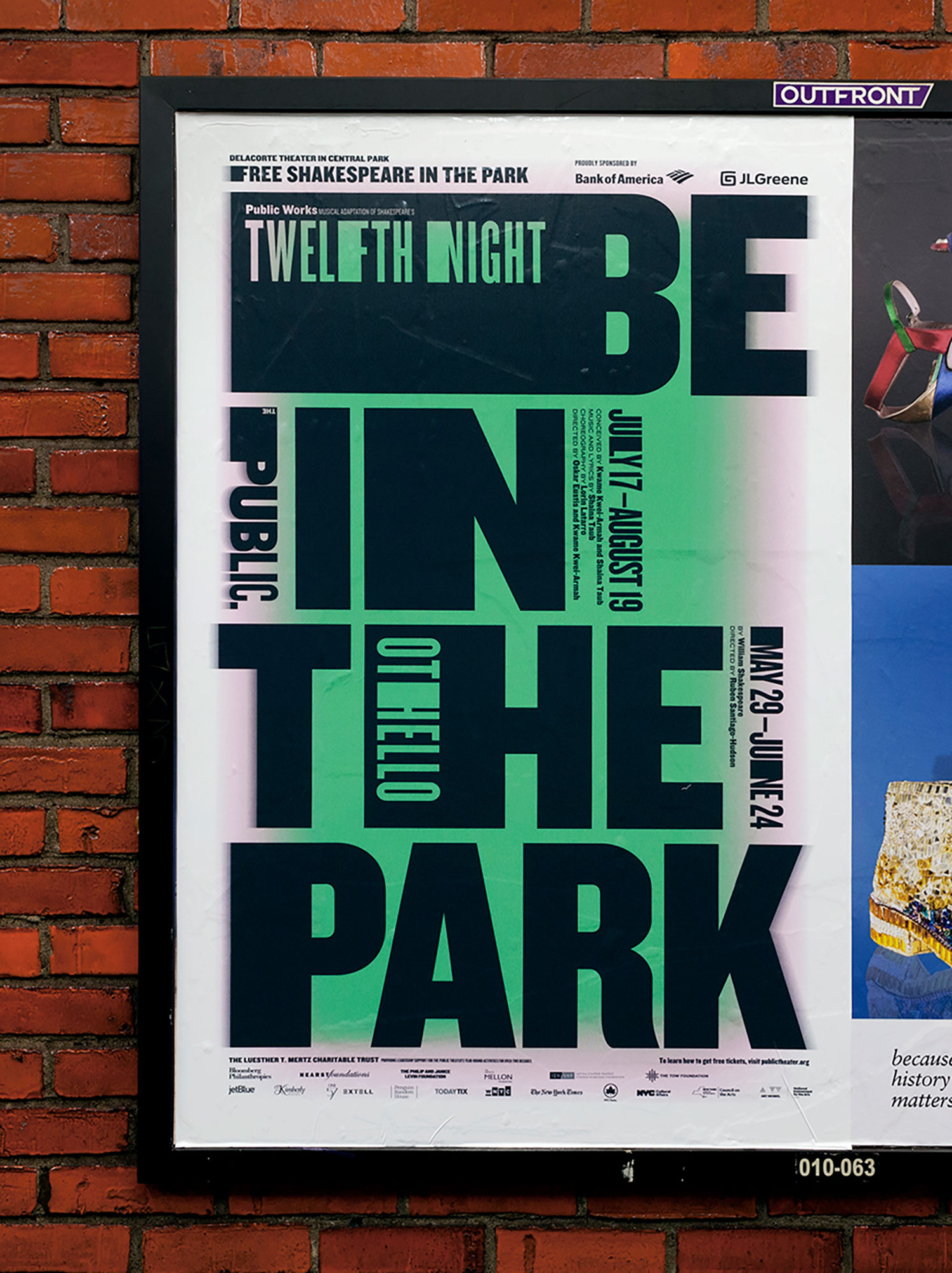 Posters, signage, website, t-shirts, tote bags and newspaper advertising by Pentagram's Paula Scher for The Public Theatre's Shakespeare in the Park 2018