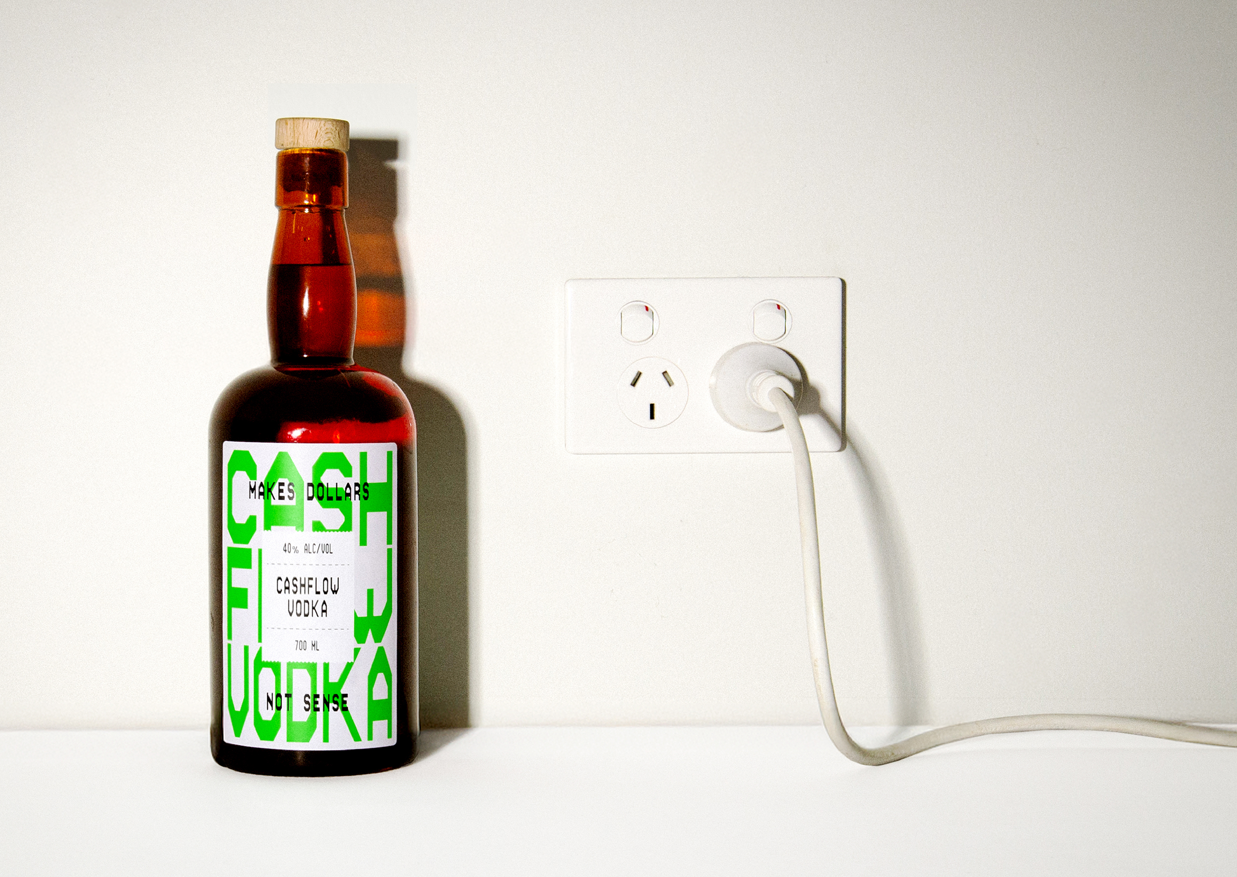 Logotype, labels and posters for Cashflow Vodka from Departed Spirits designed by New Zealnd based Marx