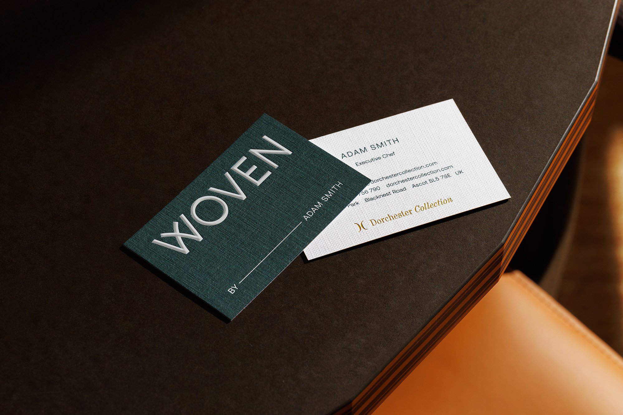 Logotype, signage and menu design for Woven, a Michelin star restaurant owned by the Dorchester Collection