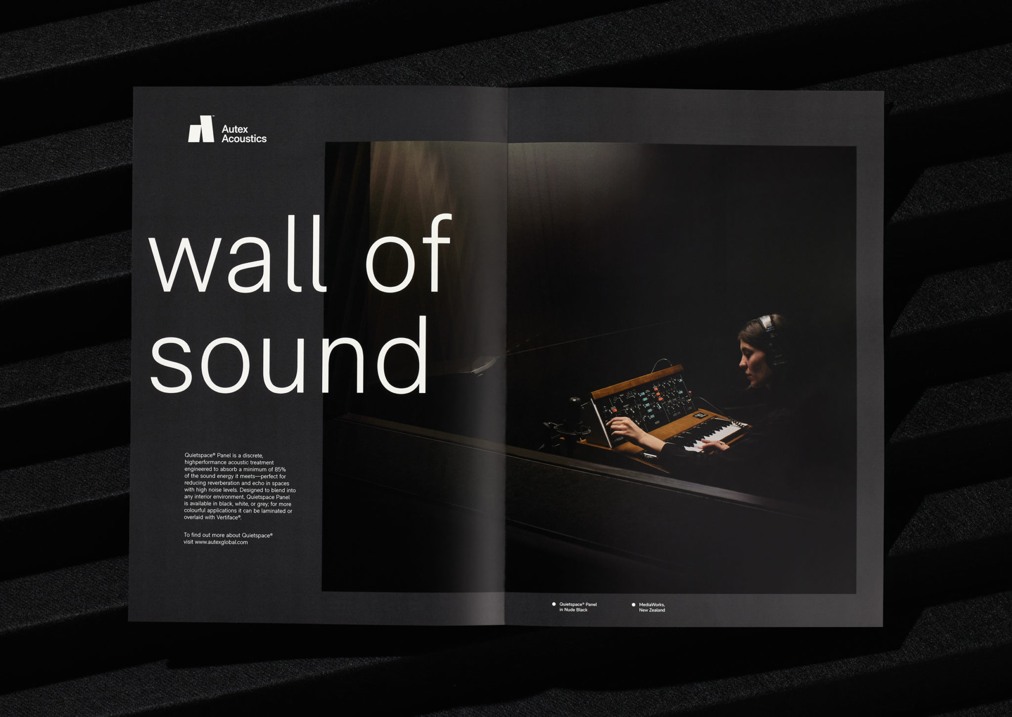 Brand identity and brochure design for Autex Acoustics by Marx Design, New Zealand