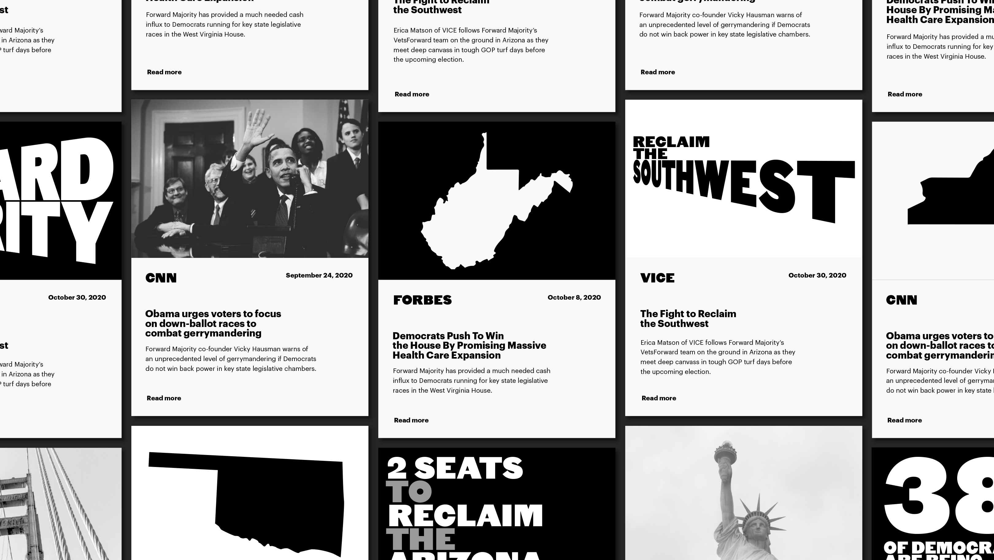 Visual identity and digital design for political action committee Forward Majority designed by Order