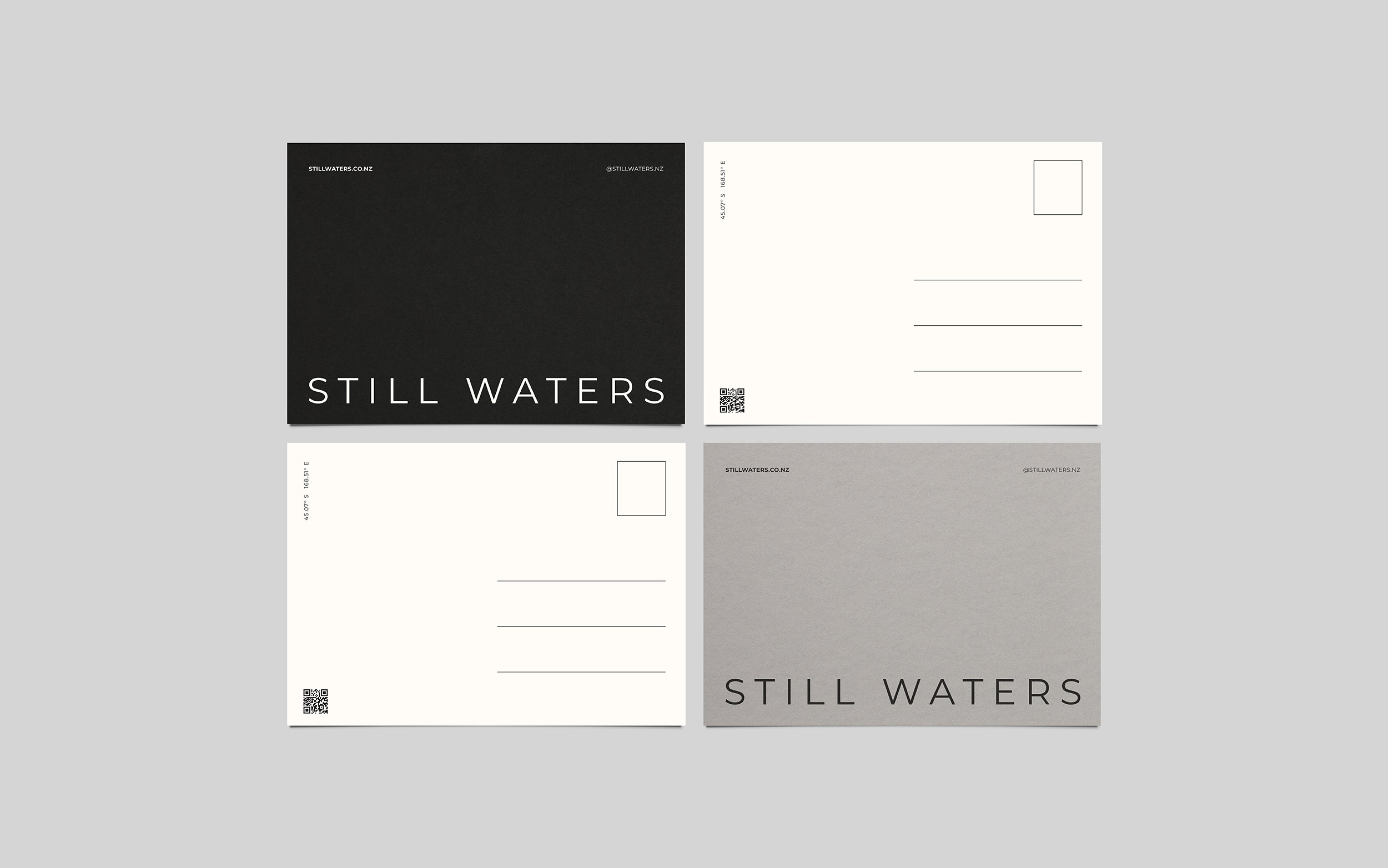Printed leaflet by Makebardo for New Zealand gin and vodka brand Still Waters