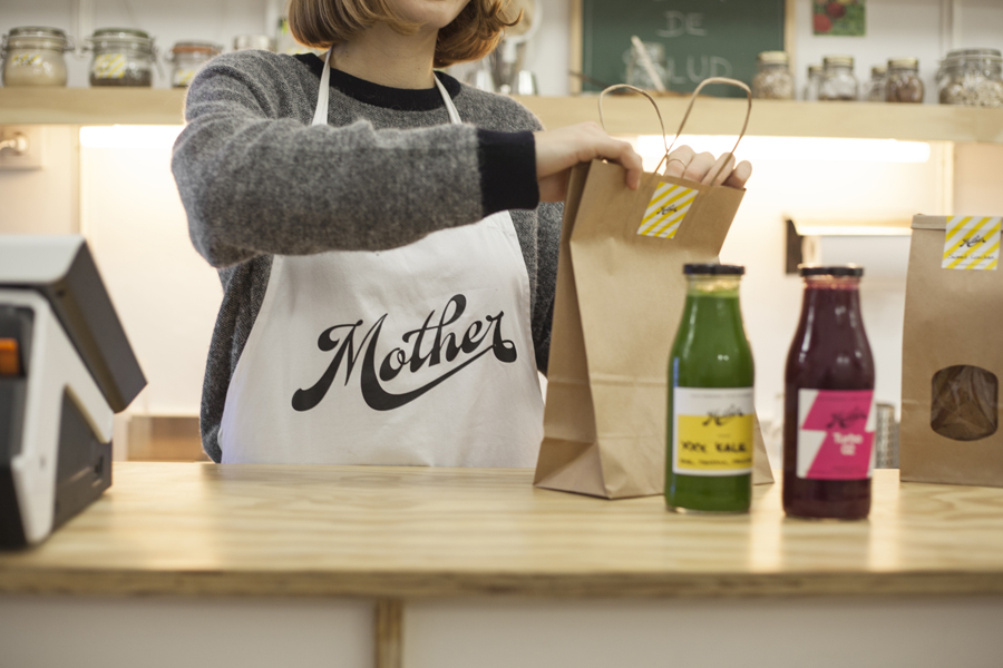 Visual identity for cold pressed juice company Mother designed by Mucho