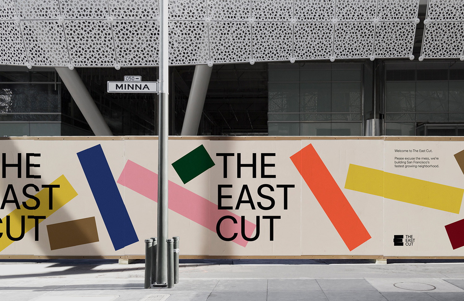 Graphic identity and hoarding designed by Collins for the new San Francisco neighbourhood of The East Cut