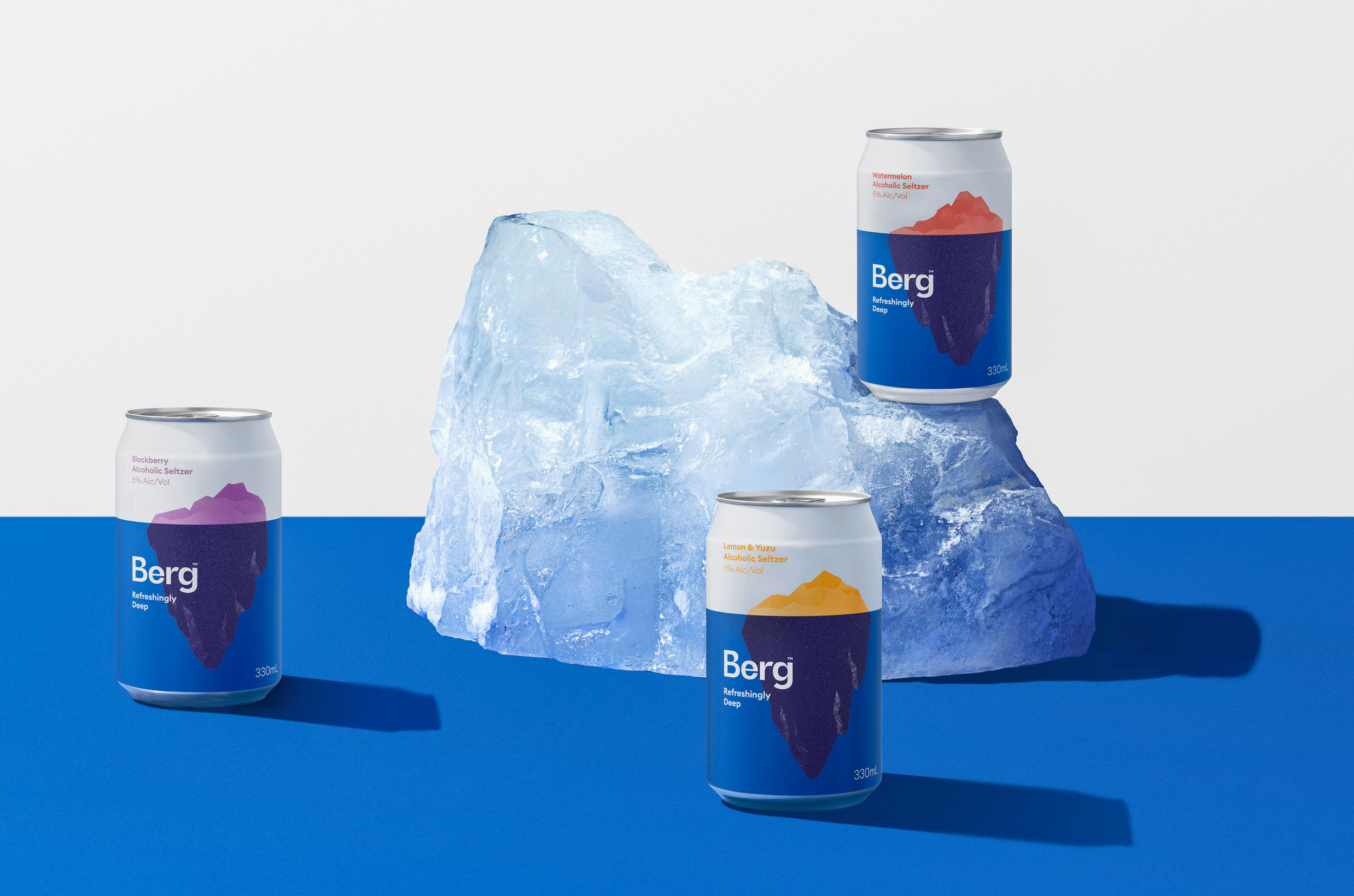 Brand identity, packaging design and art direction by Marx Design for New Zealand and Australian hard seltzer brand Berg