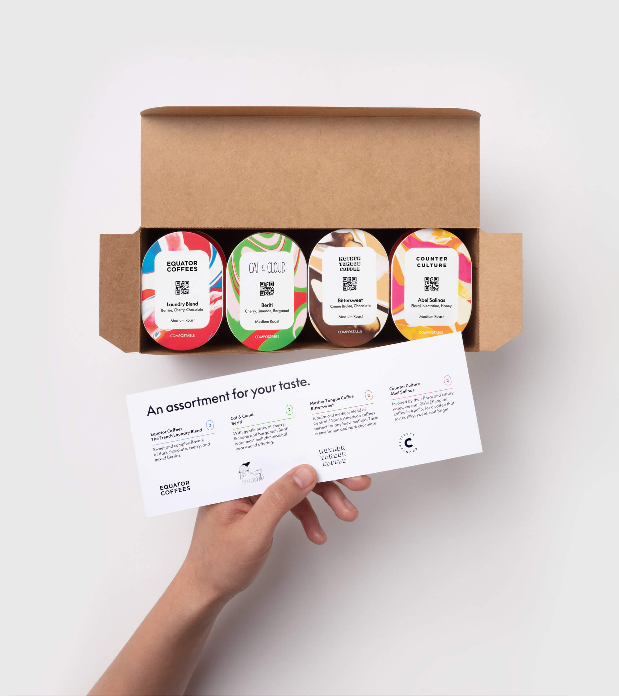 Colourful coffee pod packaging design for San Francisco coffee pod business BrewBird designed by Mucho