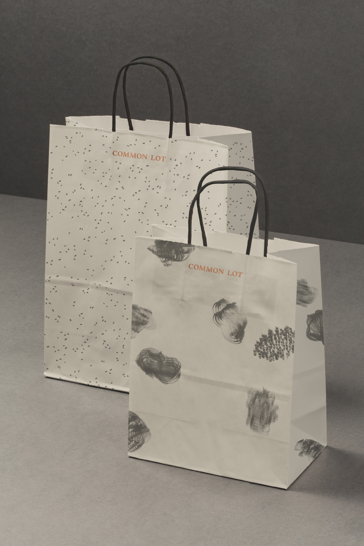 Brand identity and bags by Perky Bros for Millburn, NJ, restaurant Common Lot