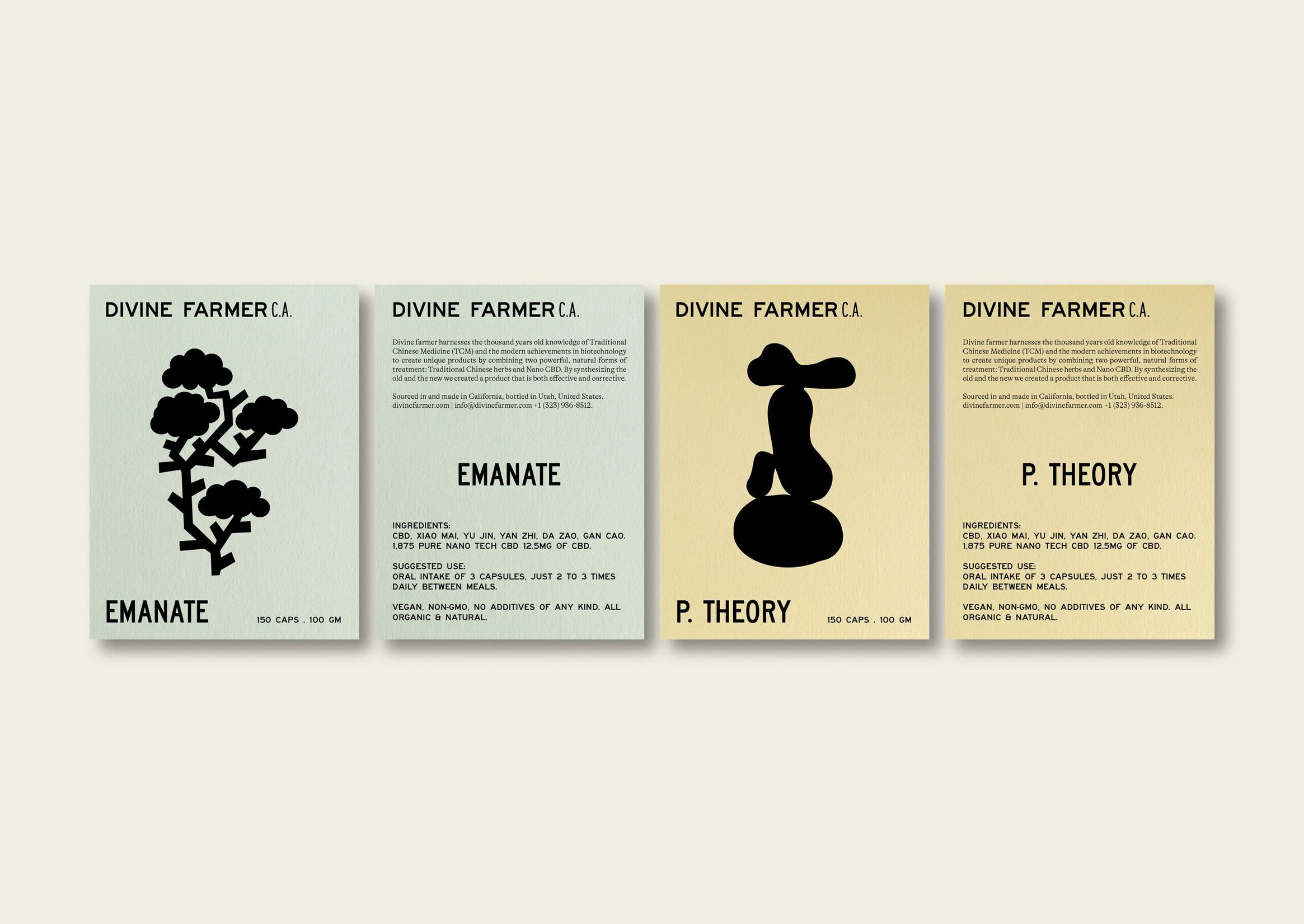 Brand identity and pictogram design for CBD wellness business Divine Farmer developed by Base Design