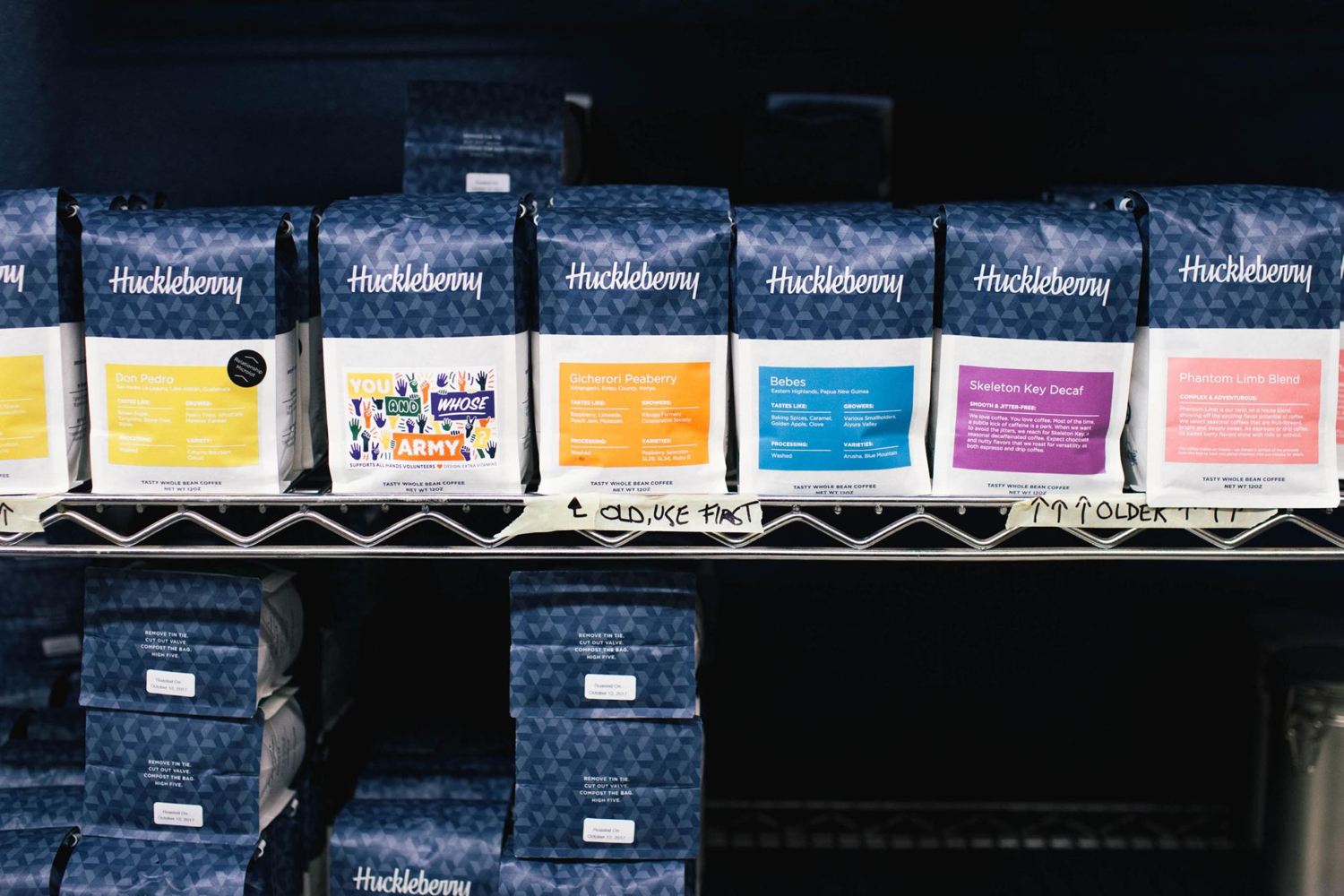 New packaging for Colorado coffee roaster Huckleberry by Mast