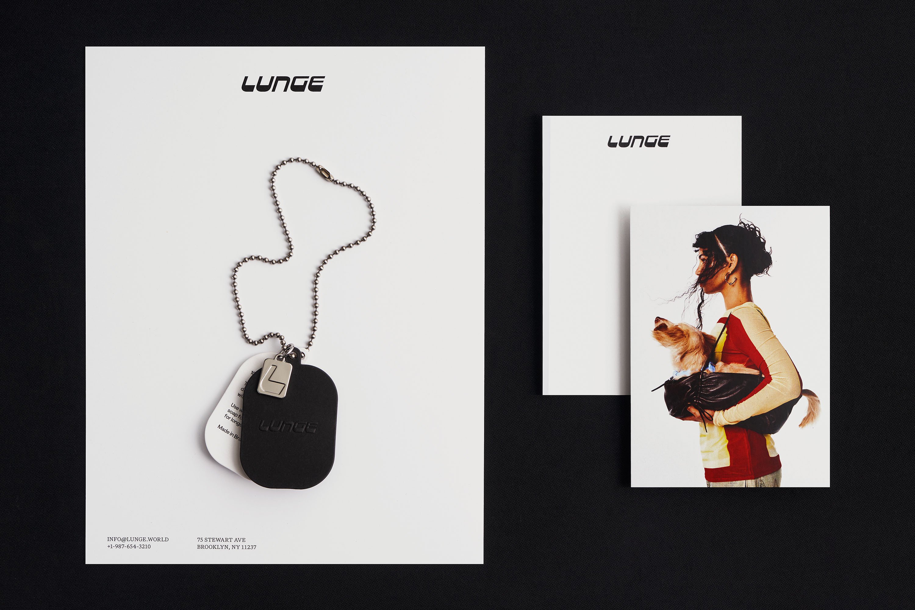 Logotype, art direction and website for high end pet product brand Lunge designed by New York-based Lunge. 