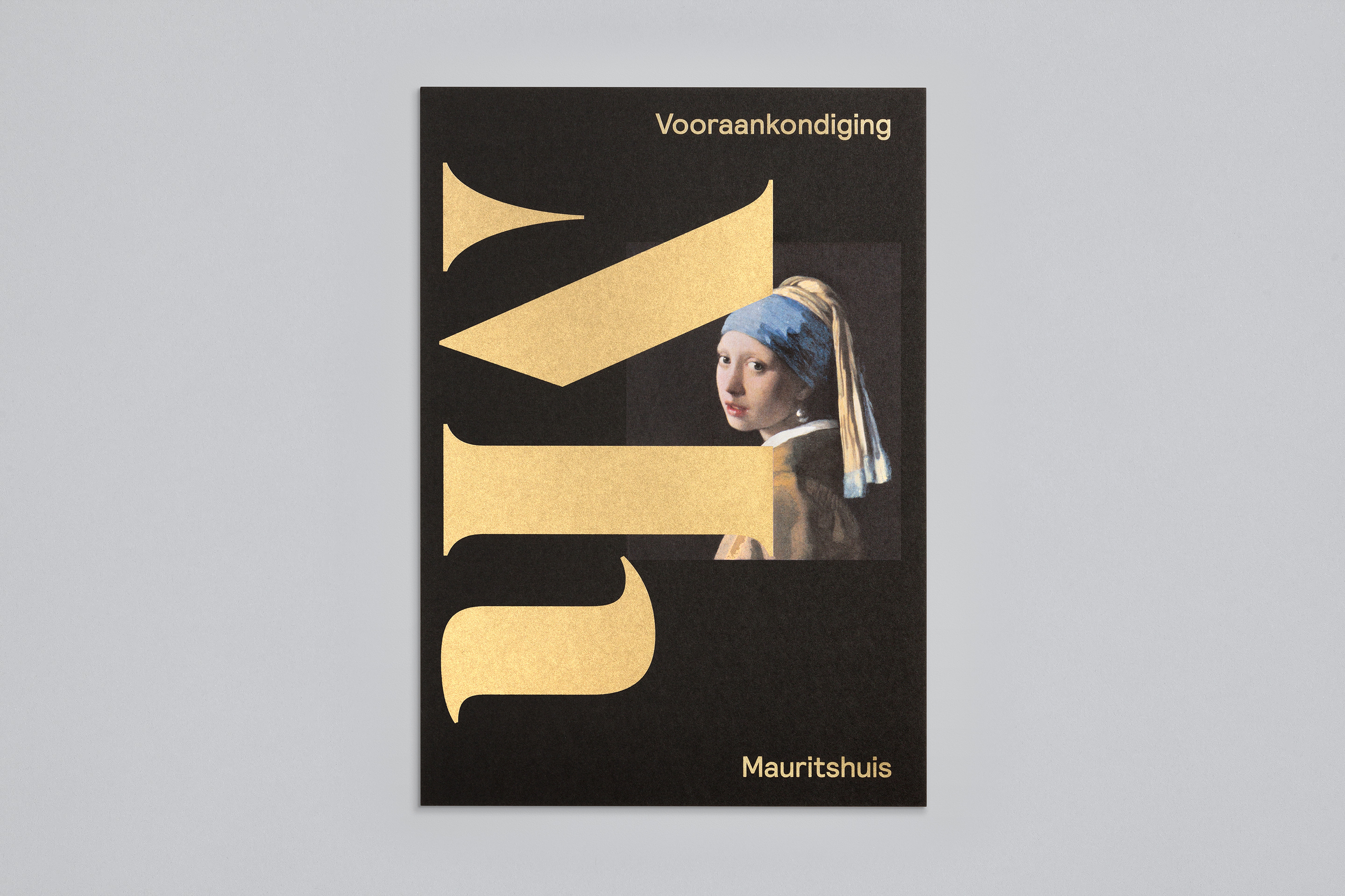 Monogram and print with metallic paper and spot colour detail designed by Dumbar for Mauritshuis