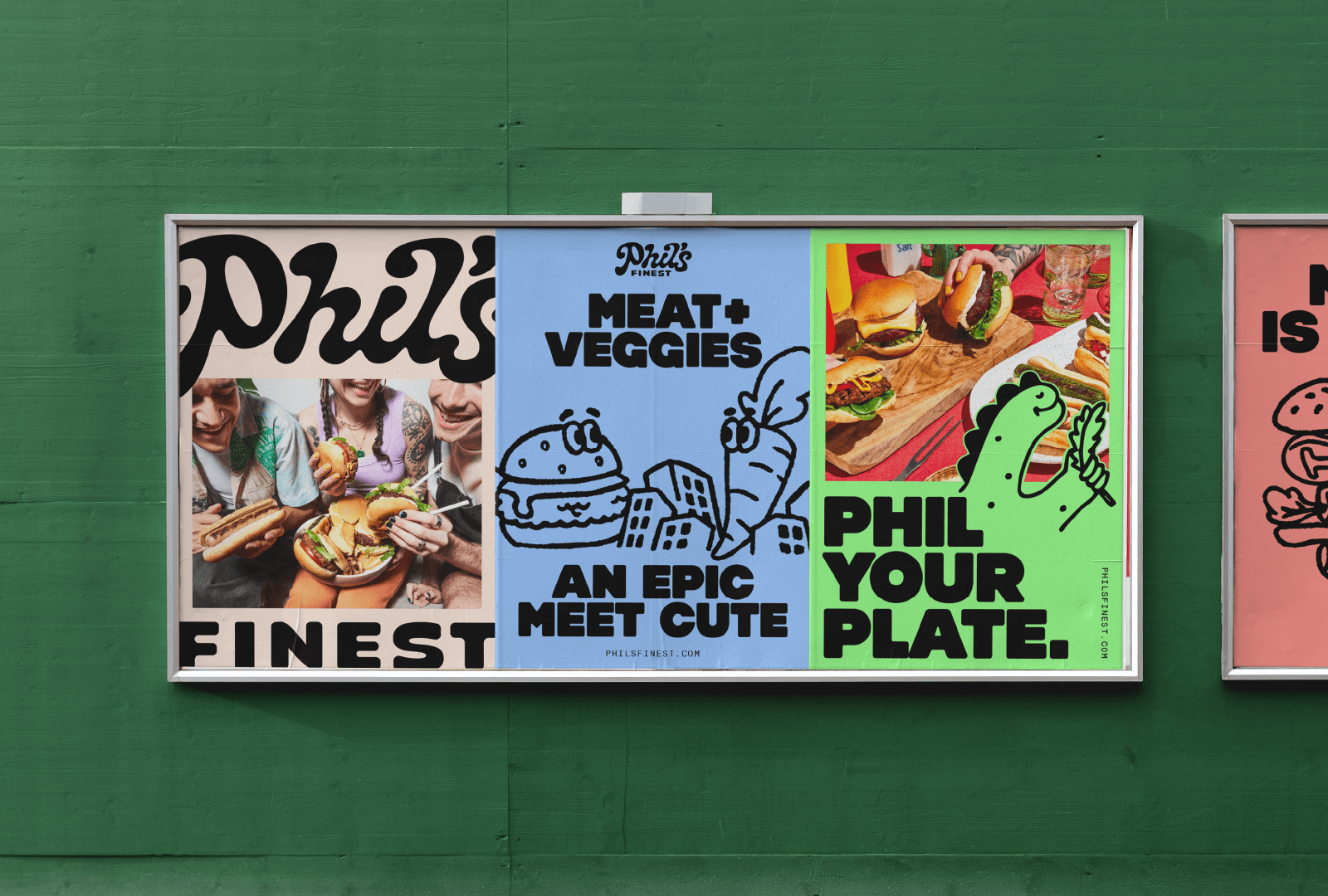 Logotype, visual identity, posters and packaging by New York-based design studio Gander for food brand Phil's Finest. 