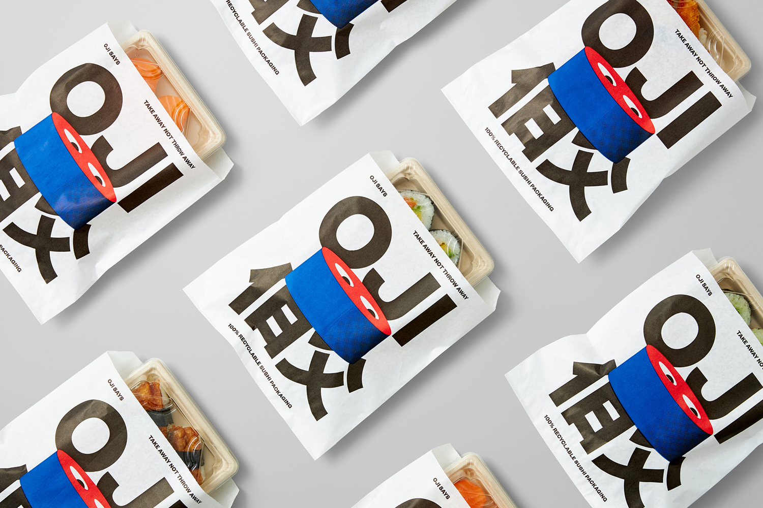 Logo, packaging, menus, signage and motion graphics by Seachange for Auckland-based Oji Sushi