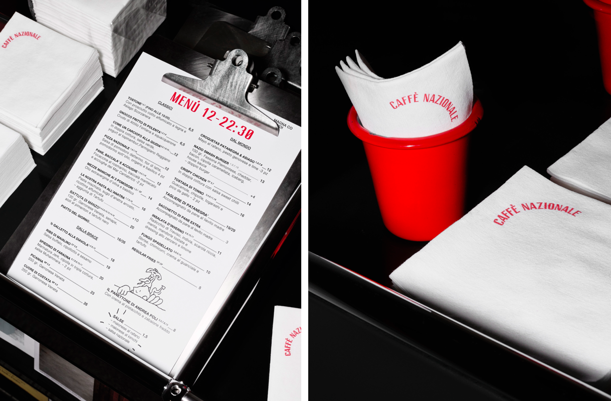 CaffeNazionale Studio Mut branding identity logo wordmark BPO review cup napkin menu design CaffeNazionale Studio Mut branding identity logo wordmark BPO review cup napkin menu design