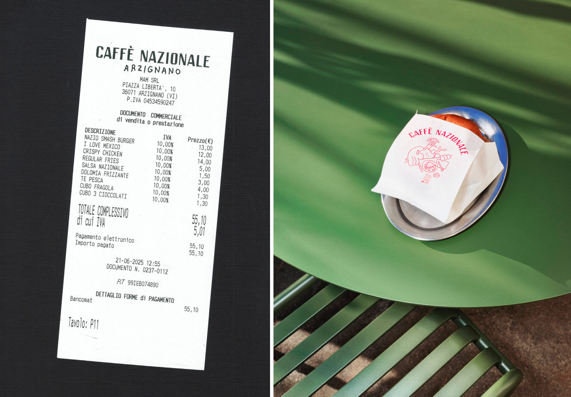 CaffeNazionale Studio Mut branding identity logo wordmark BPO review receipt packaging design