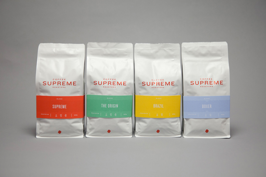 Branding and package design for Coffee Supreme by New Zealand based Marx Design