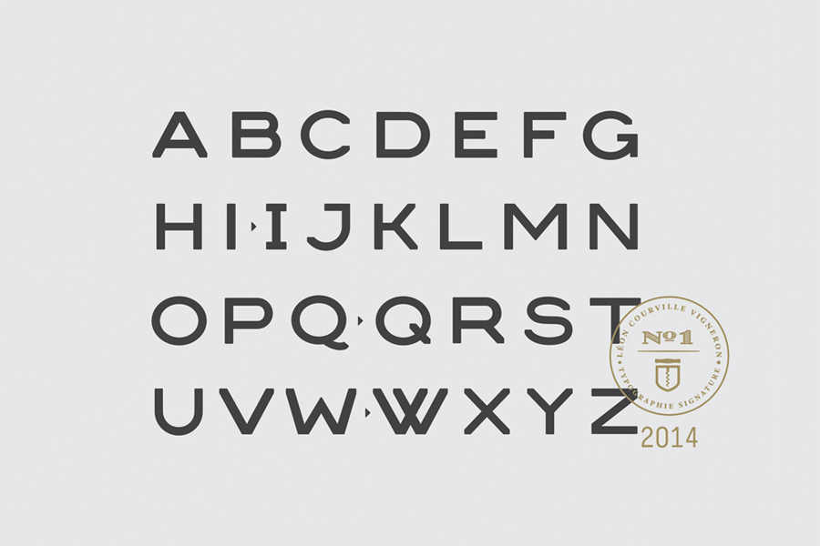 Extended, custom, sans-serif typography for Léon Courville Vigneron designed by lg2 boutique