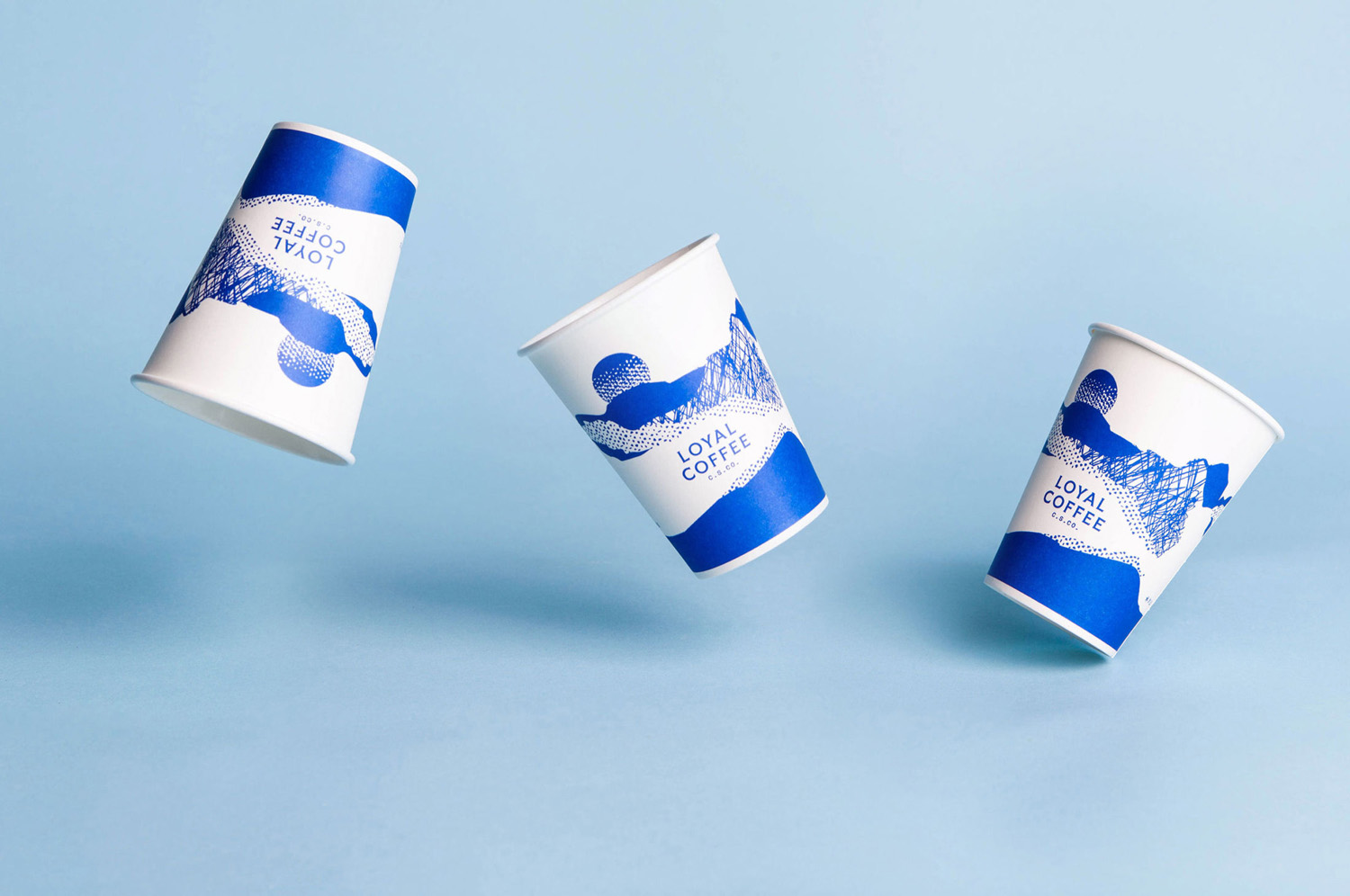 Illustrated coffee cups and visual identity design by Mast for barista-run and Colorado-based Loyal Coffee