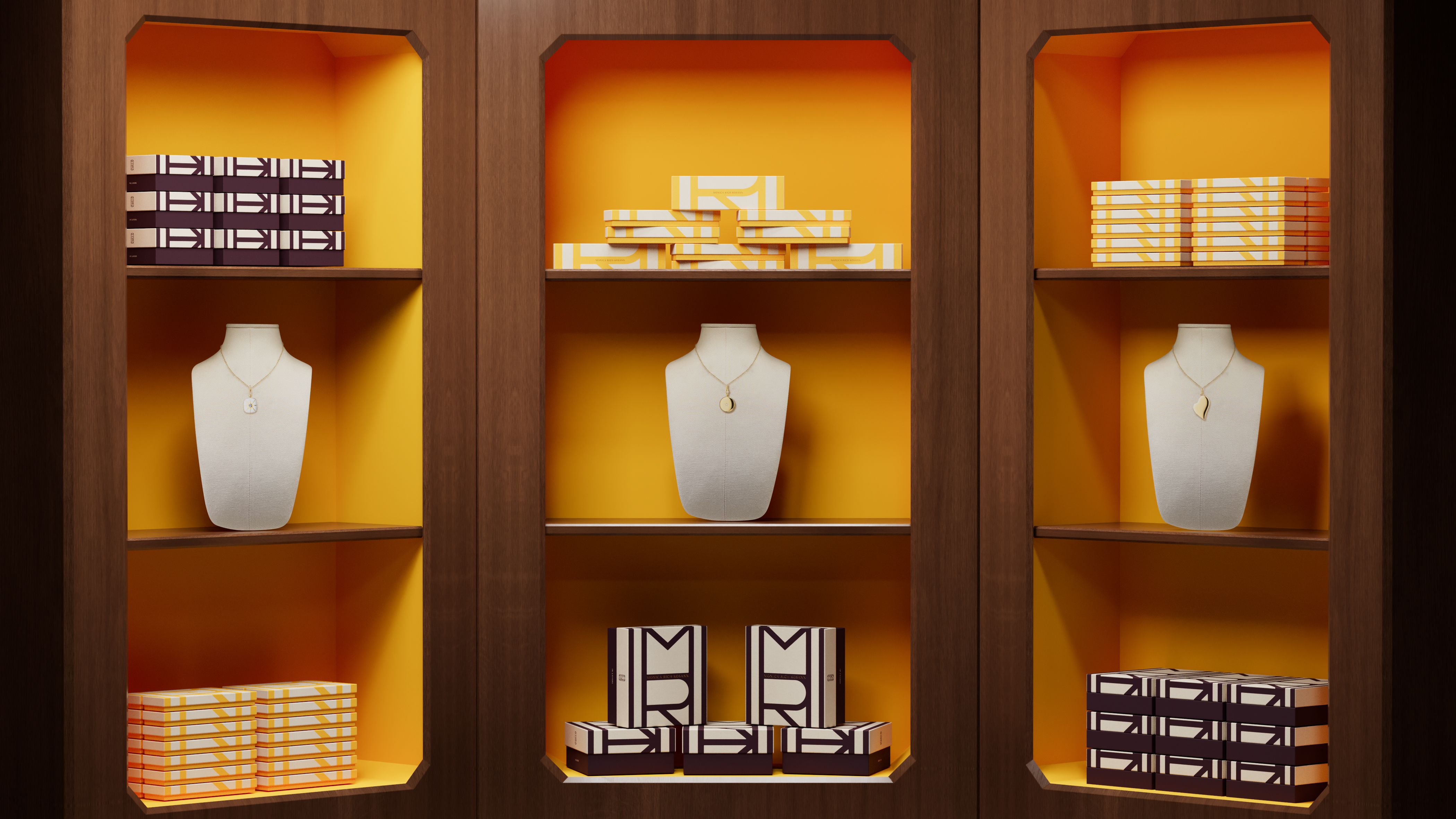 Monogram, branding, packaging and art direction by Here for fine jewellery brand Monica Rich Kosann