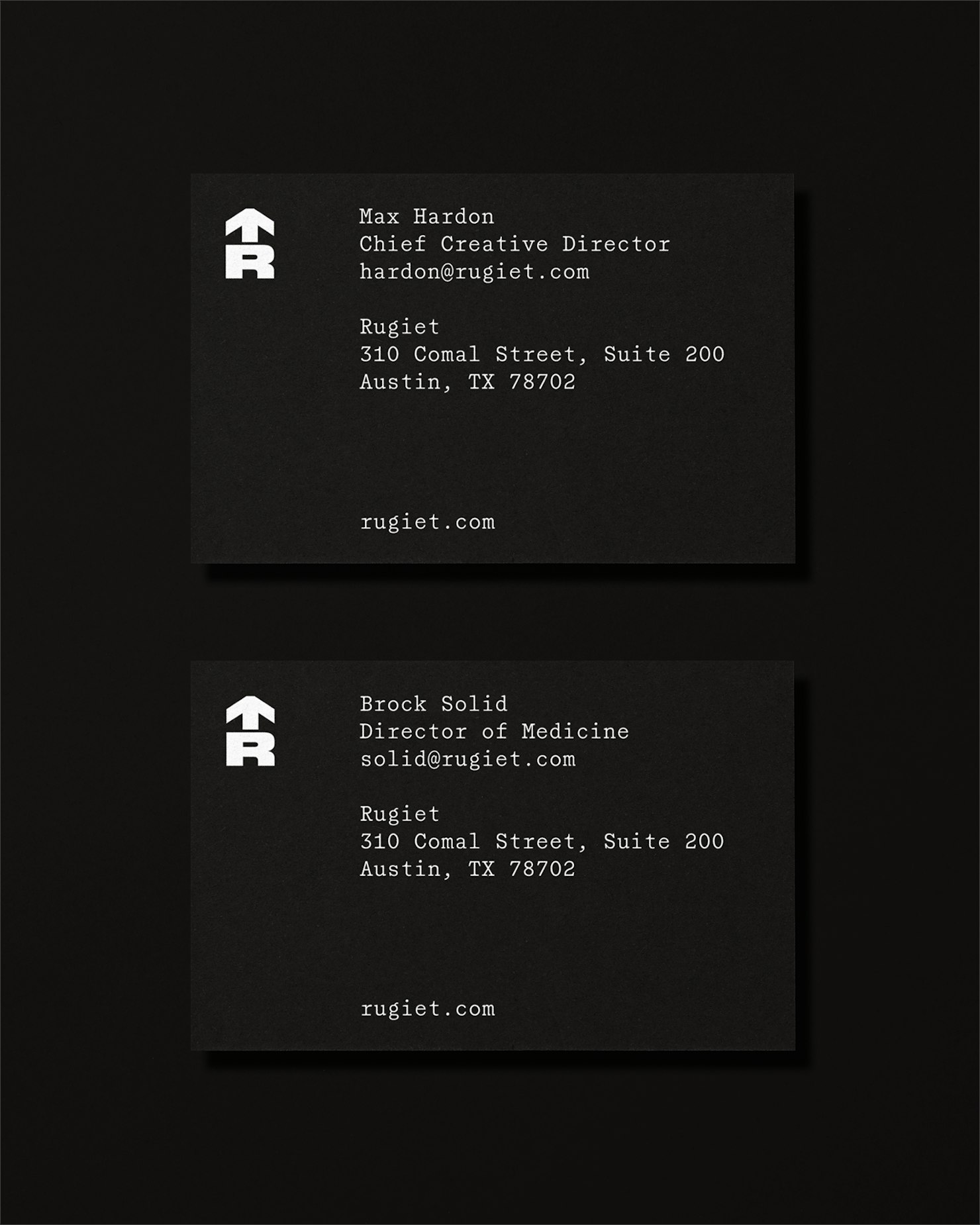 Rugiet Pentagram identity branding design bpo review business cards.png