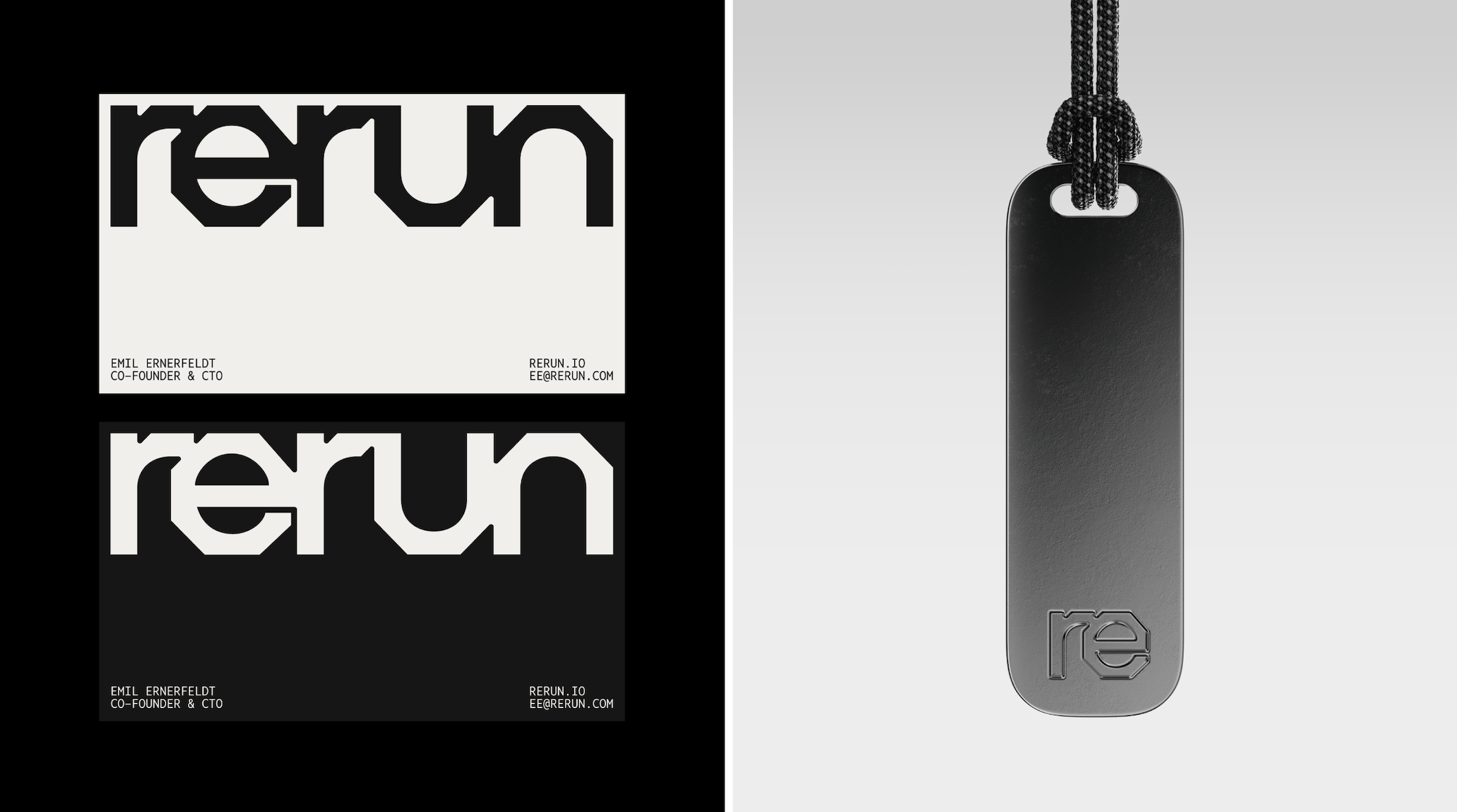 STUDIO GRUHL RERUN brand identity design bpo review logo wordmark double