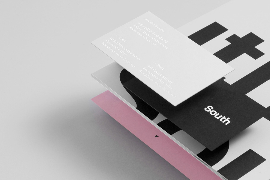 Block foiled business cards for Auckland based graphic design business Studio South