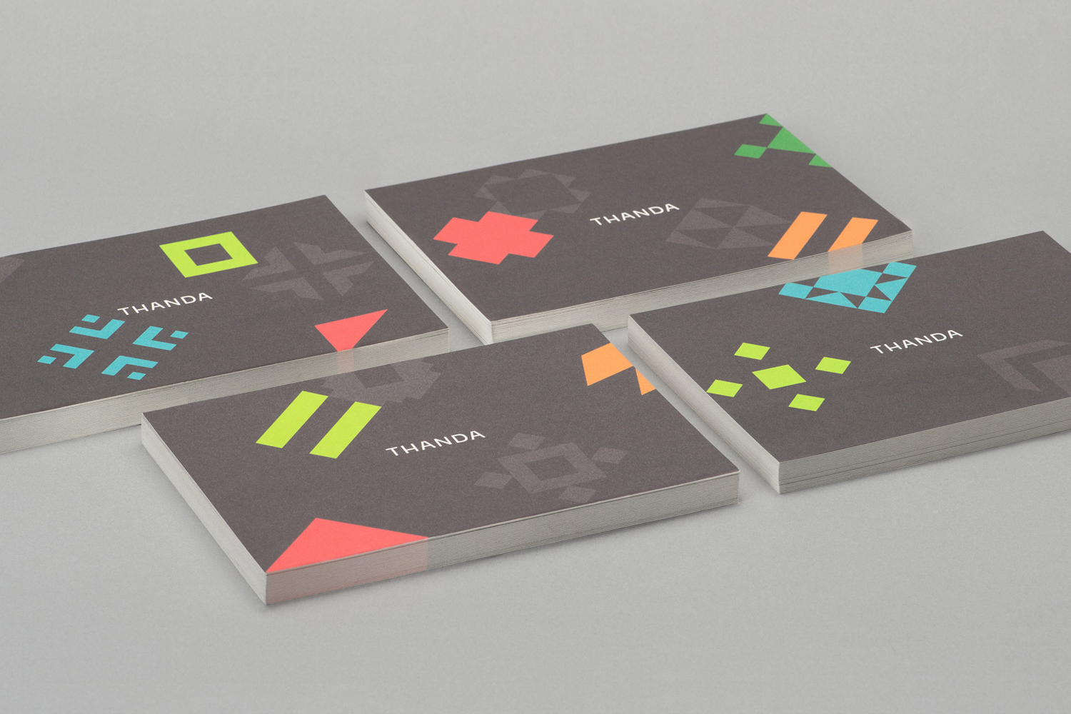 Brand identity and postcards by UK graphic design studio Karoshi for conscientious interior accessory business Thanda