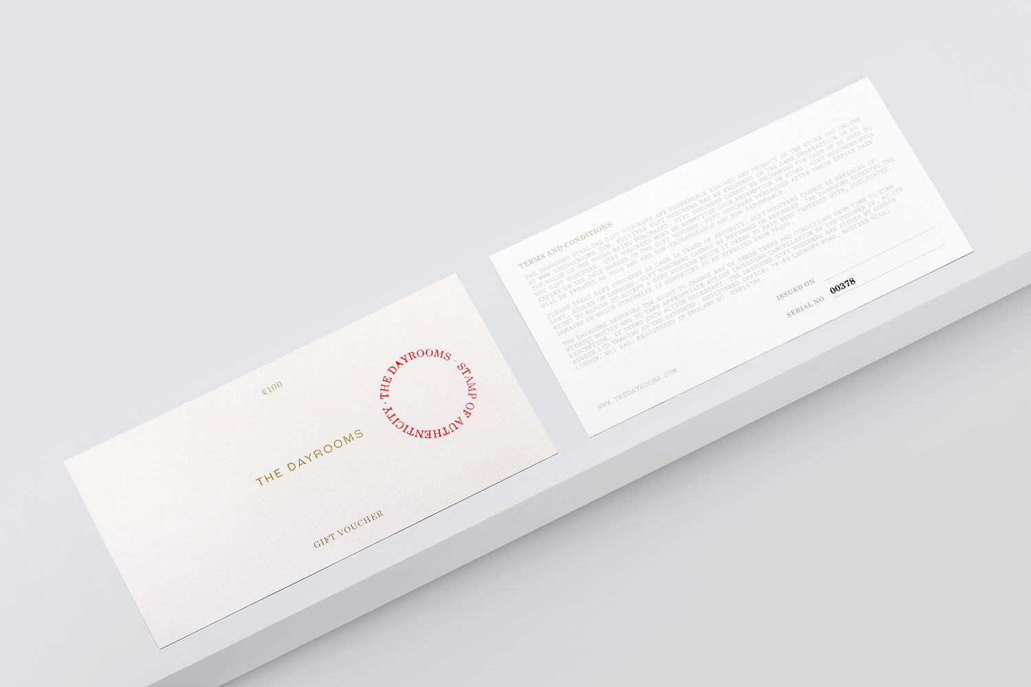 Gift voucher designed by Two Times Elliott for Australian fashion boutique in London The Dayrooms
