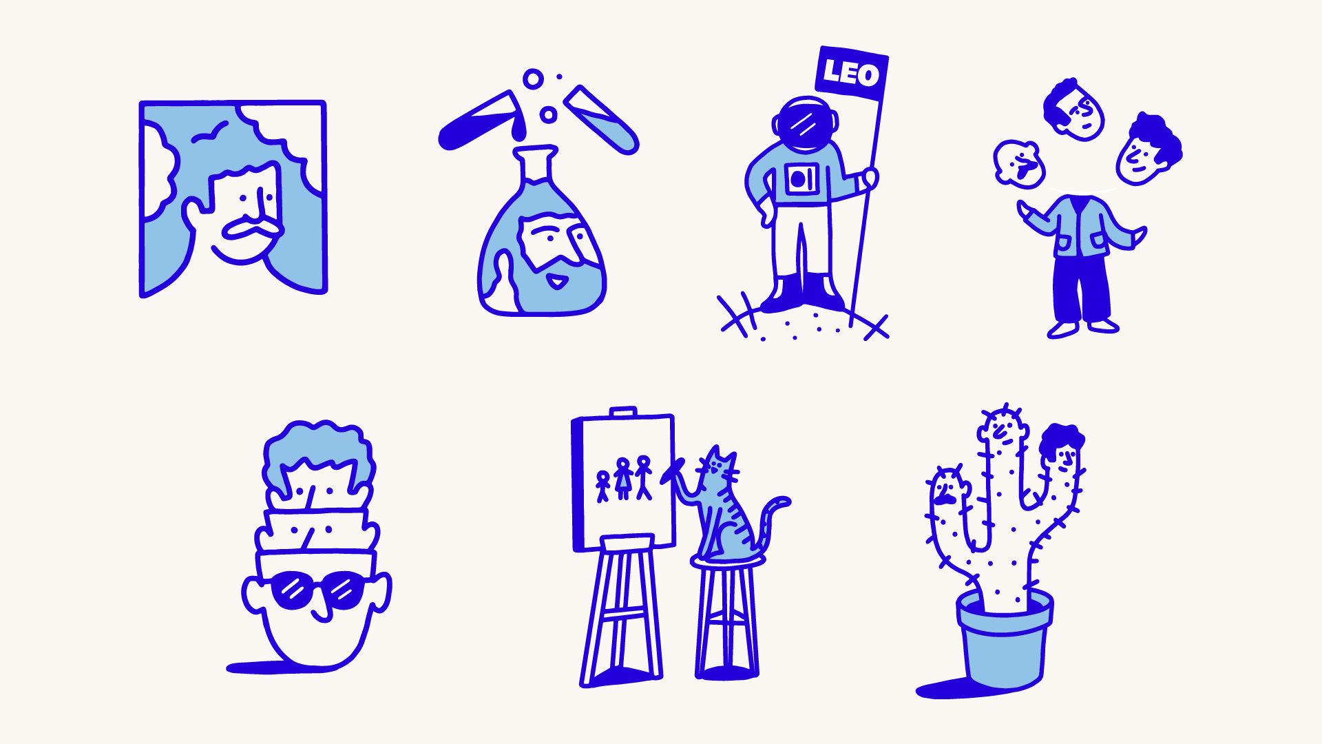 creative spark leo hair logo brand identity design bpo review illustrations