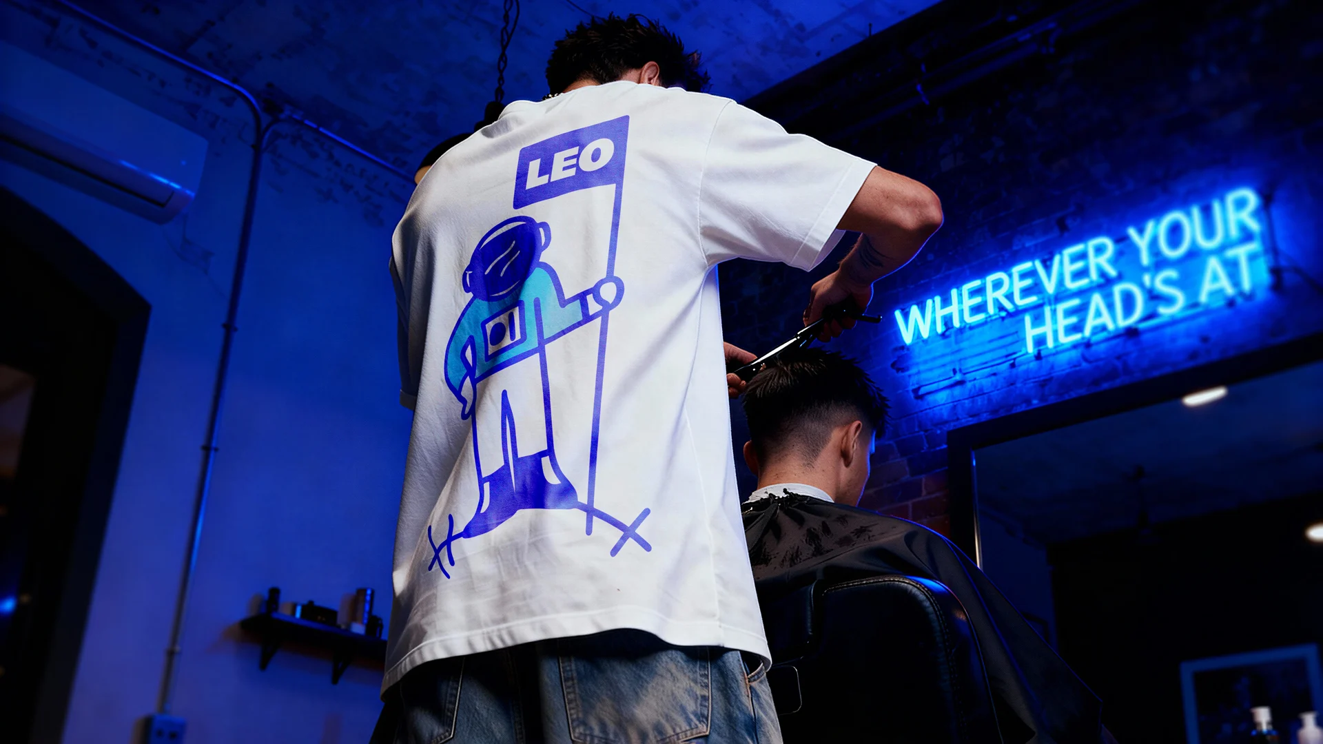 creative spark leo hair logo brand identity design bpo review t shirt