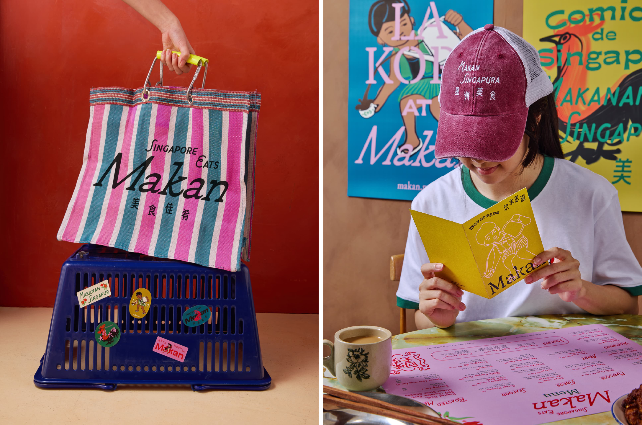 foreign policy makan brand identity logo wordmark typography illustrationn bpo review bag menu hat