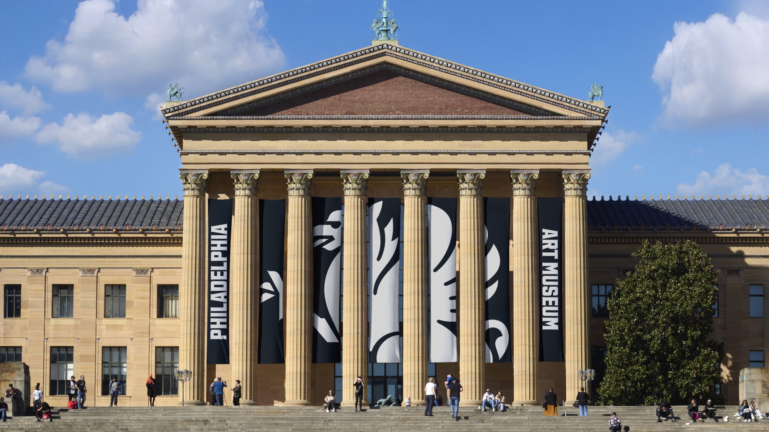 Brand identity design, typography, logo and wordmark for Philadelphia Art Museum by Gretel