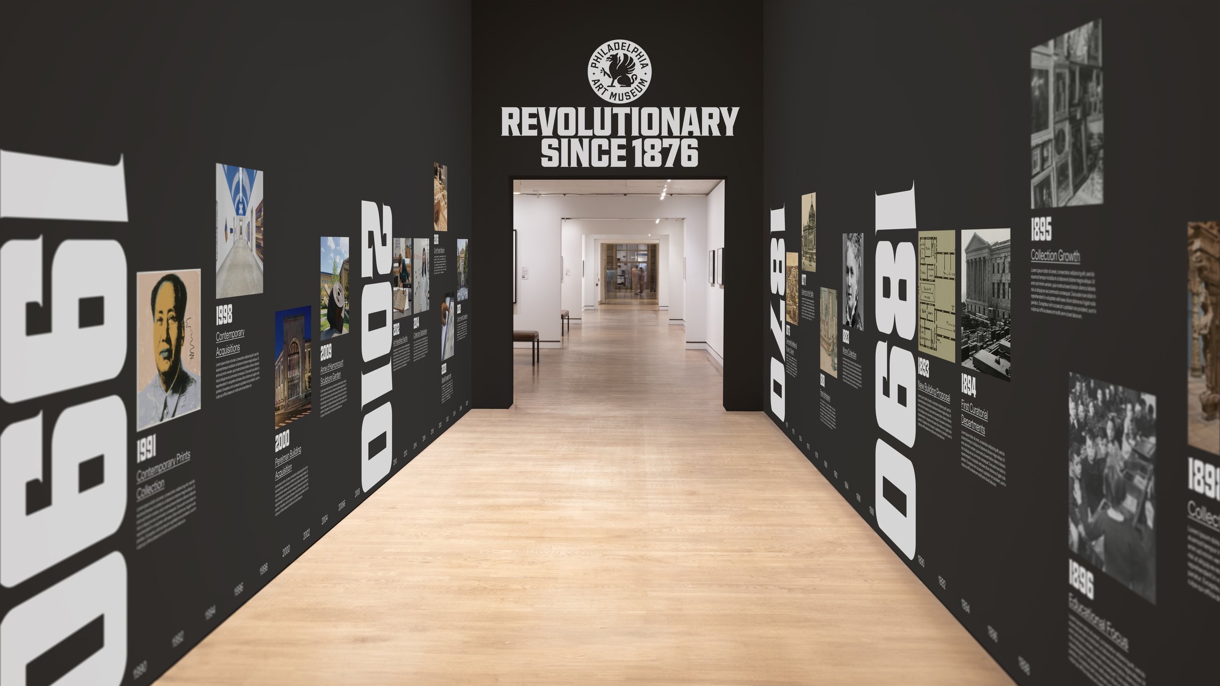 Brand identity design, typography, logo and wordmark for Philadelphia Art Museum by Gretel