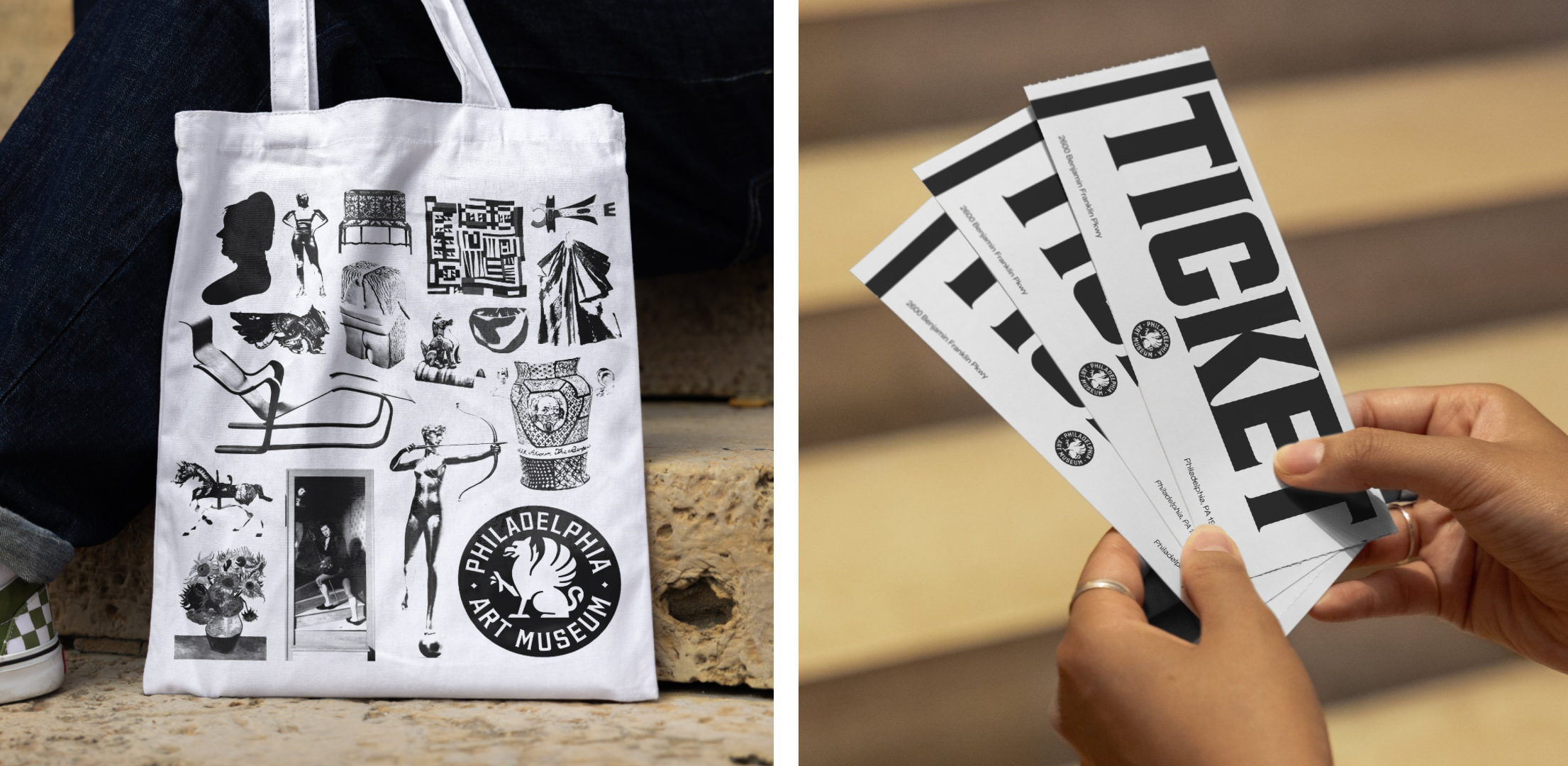 Brand identity design, typography, logo and wordmark for Philadelphia Art Museum by Gretel