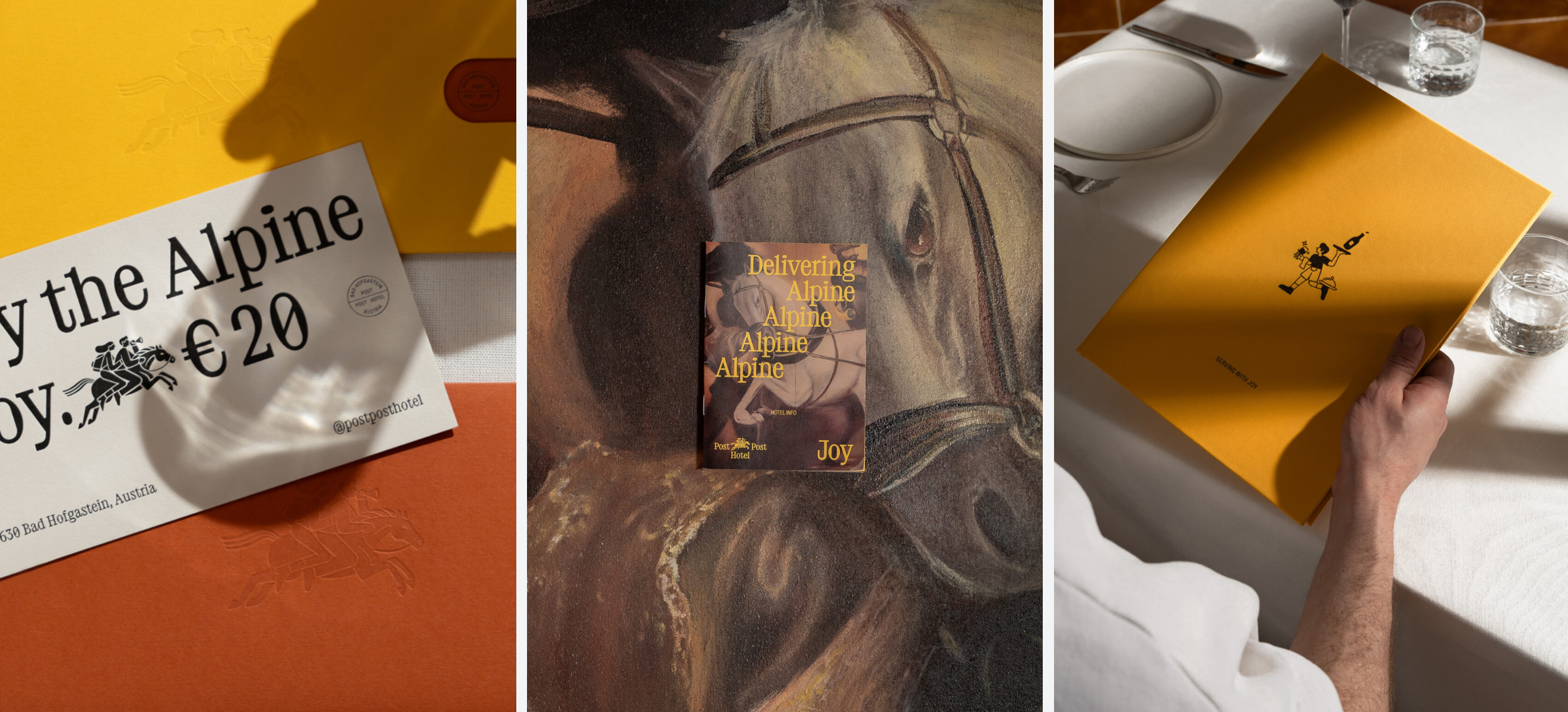 Branding, typography and print design by Studio Bruch for Post Post Hotel in the Austrian Alps