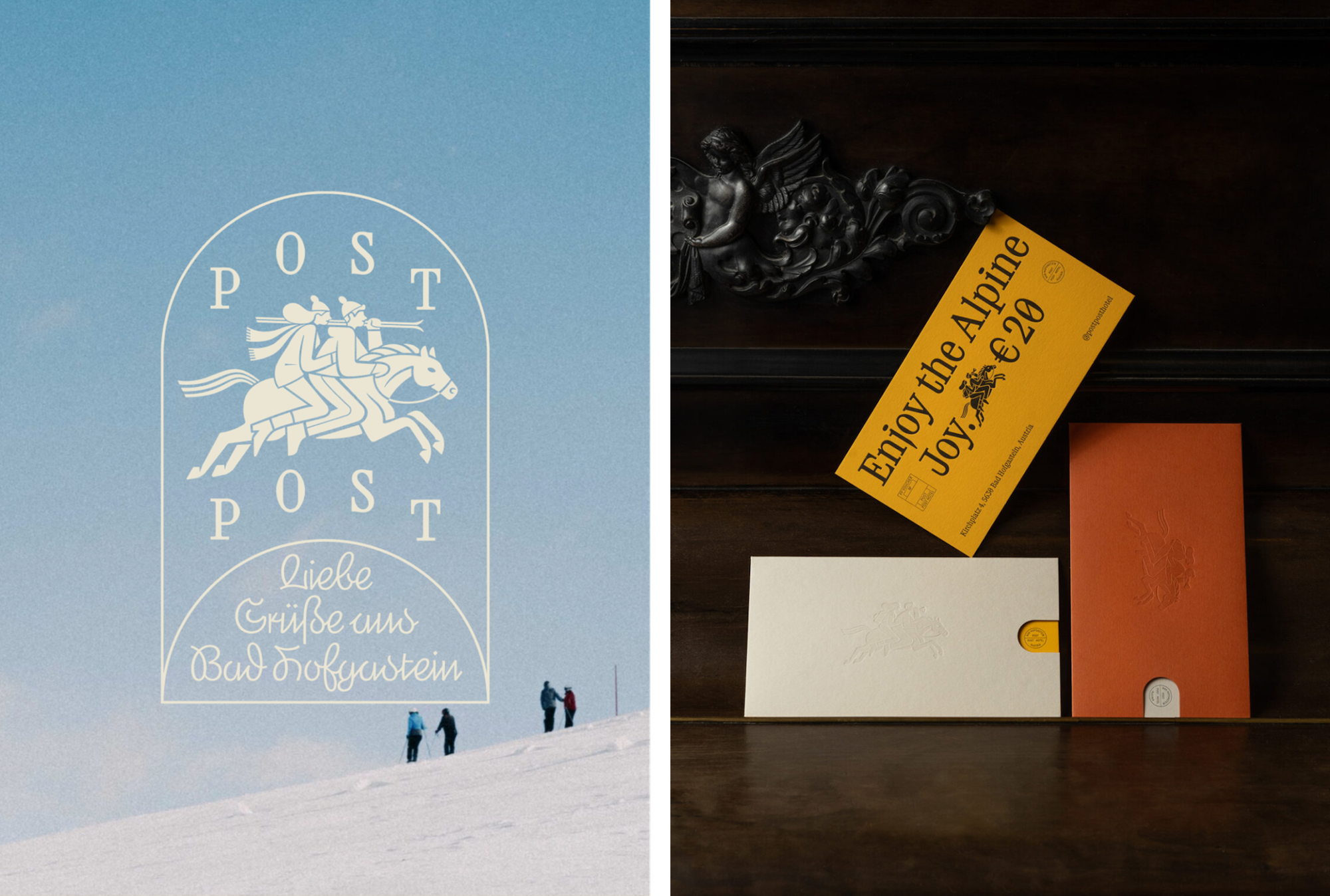 Branding, typography and print design by Studio Bruch for Post Post Hotel in the Austrian Alps