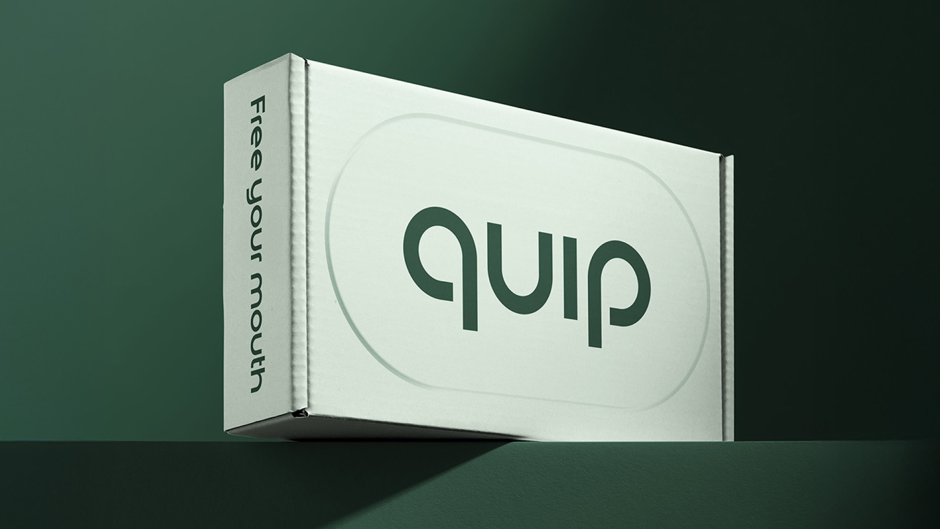 quip center brand identity wordmark logo typography bpo review packaging box