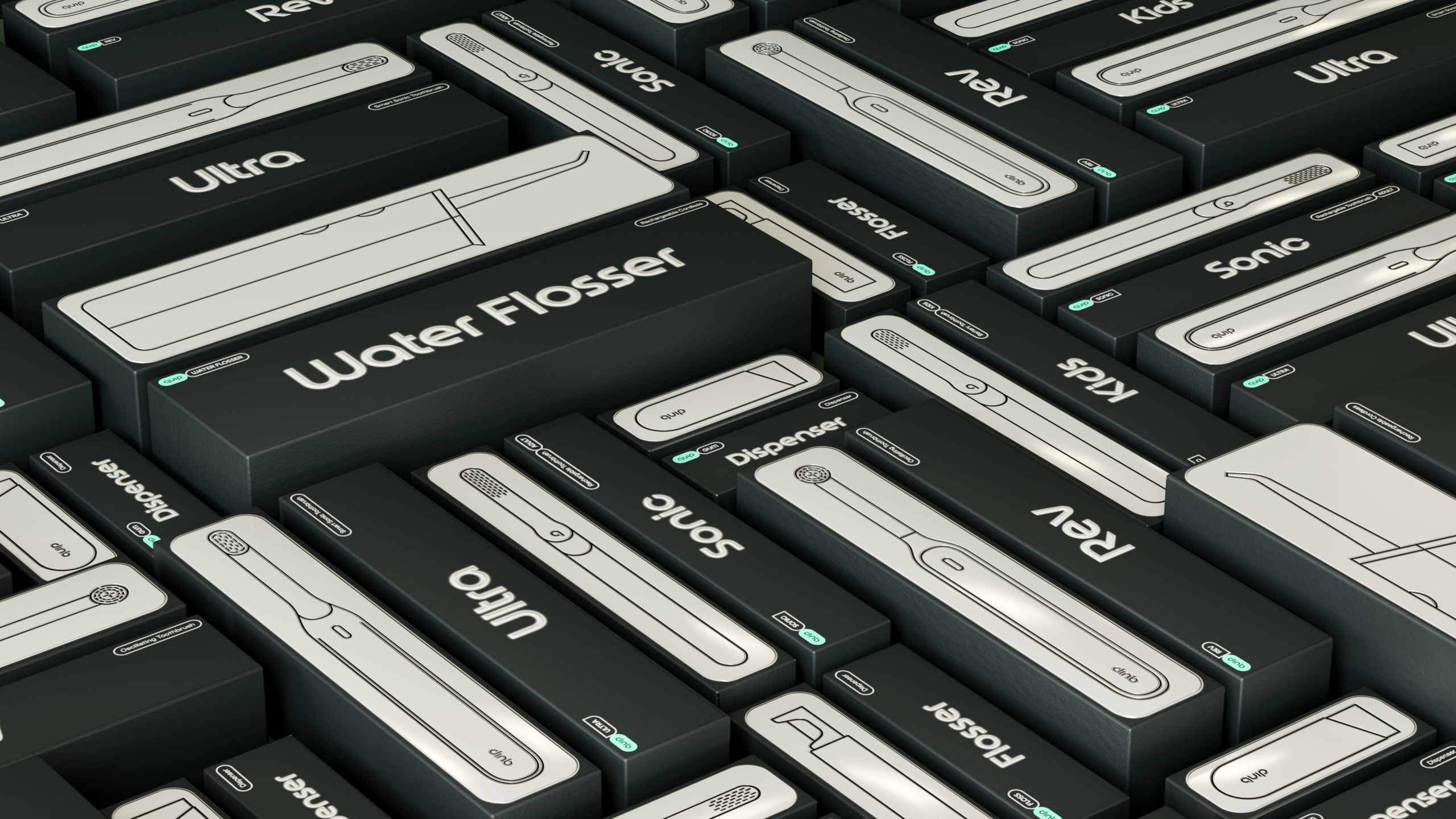 quip center brand identity wordmark logo typography bpo review packaging boxes