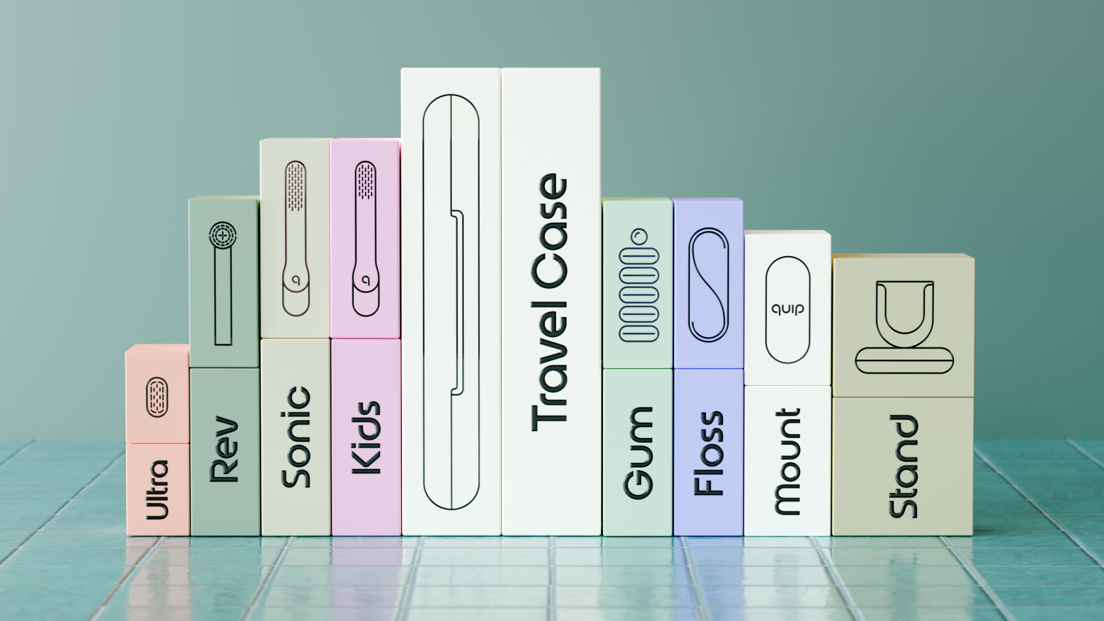 quip center brand identity wordmark logo typography bpo review packaging